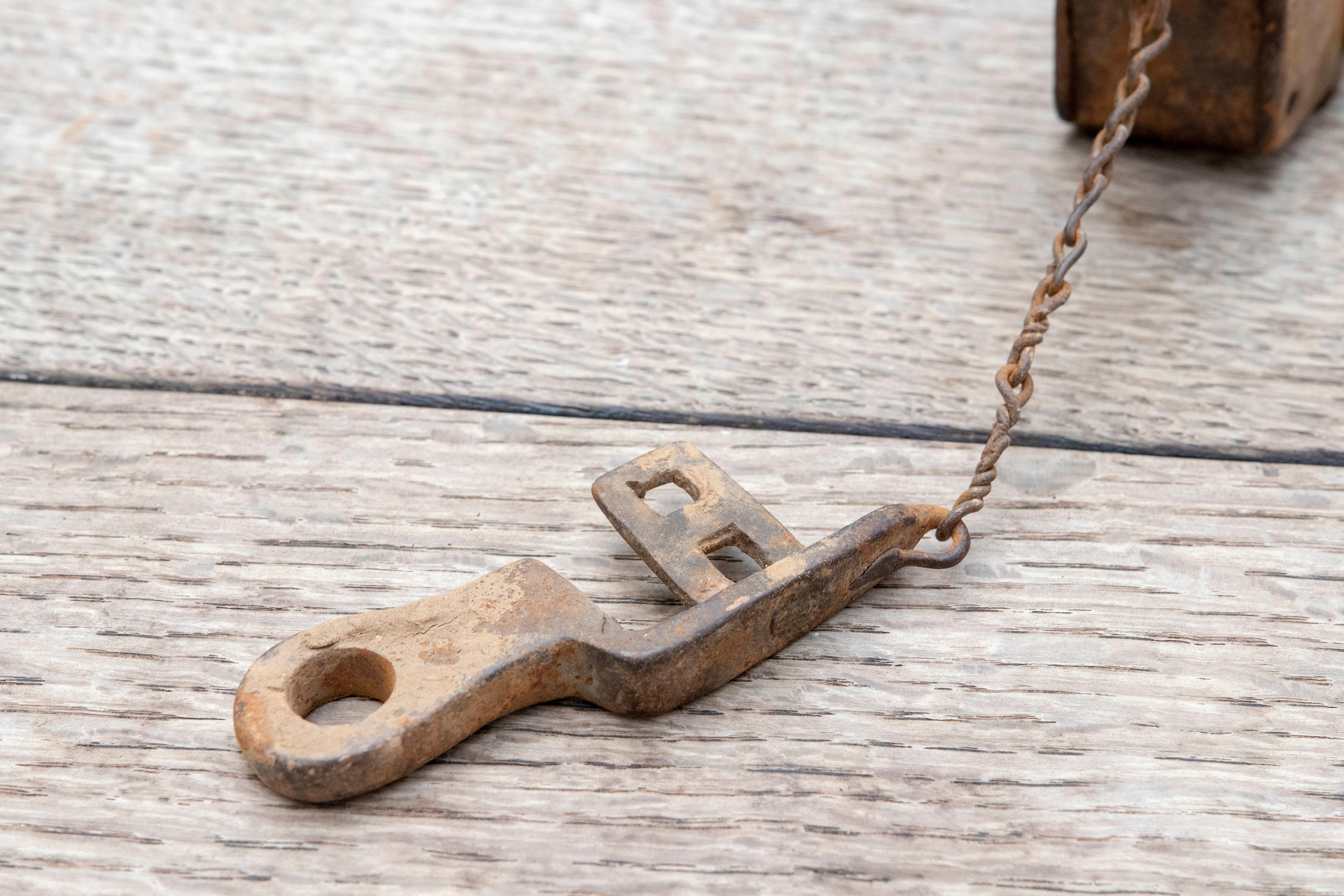 18th Century Spanish Iron Padlock with Original Key 5