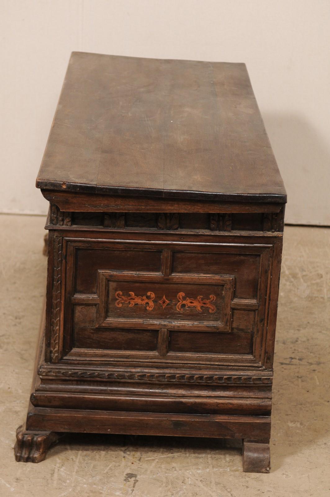 18th Century Spanish Large Carved Wood Coffer Trunk For Sale 6
