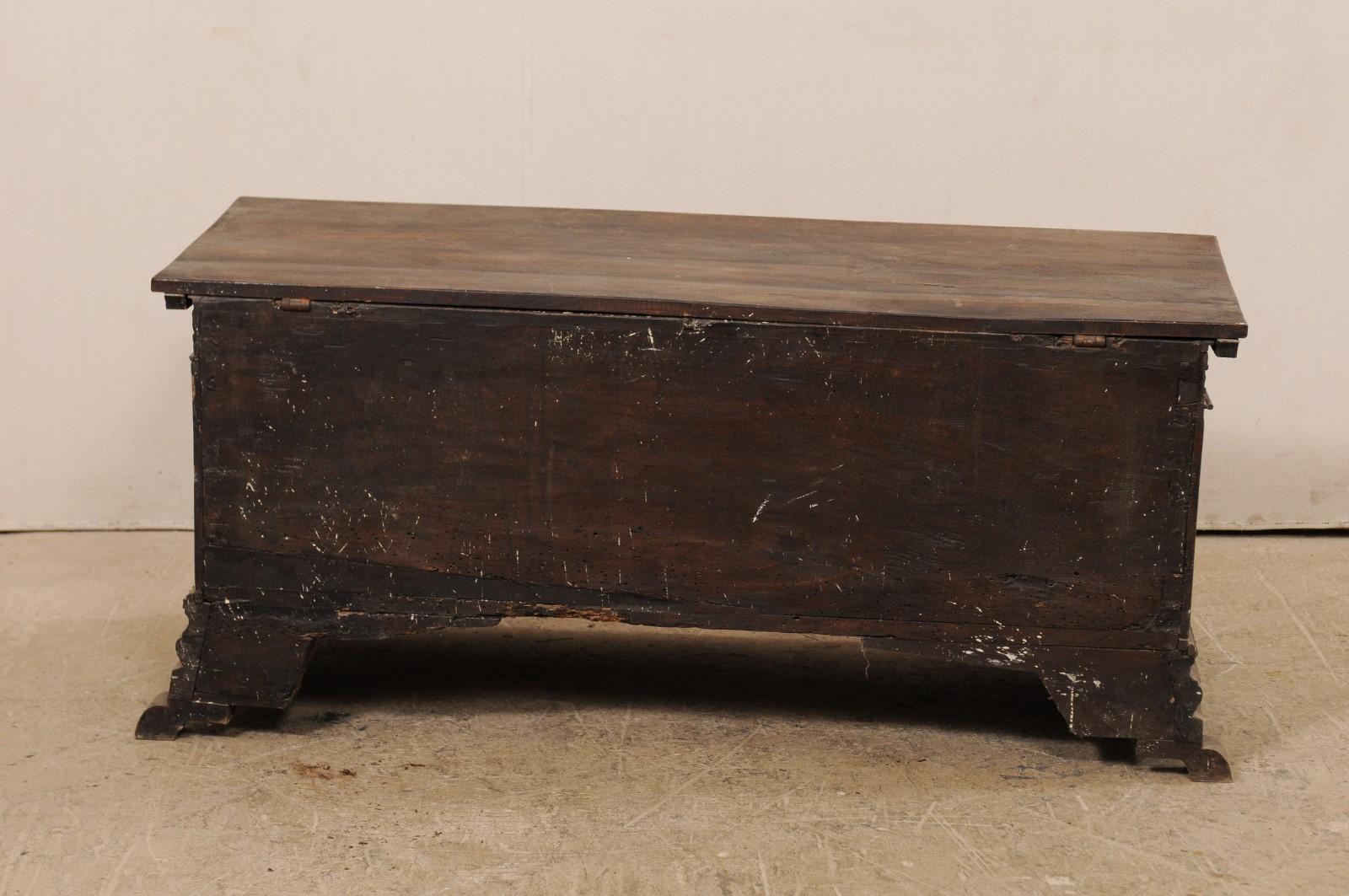 18th Century Spanish Large Carved Wood Coffer Trunk For Sale 6