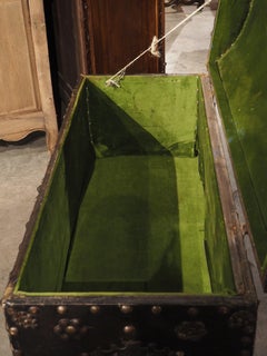 18th Century Spanish Leather Trunk with Large Studded Nailhead Decoration