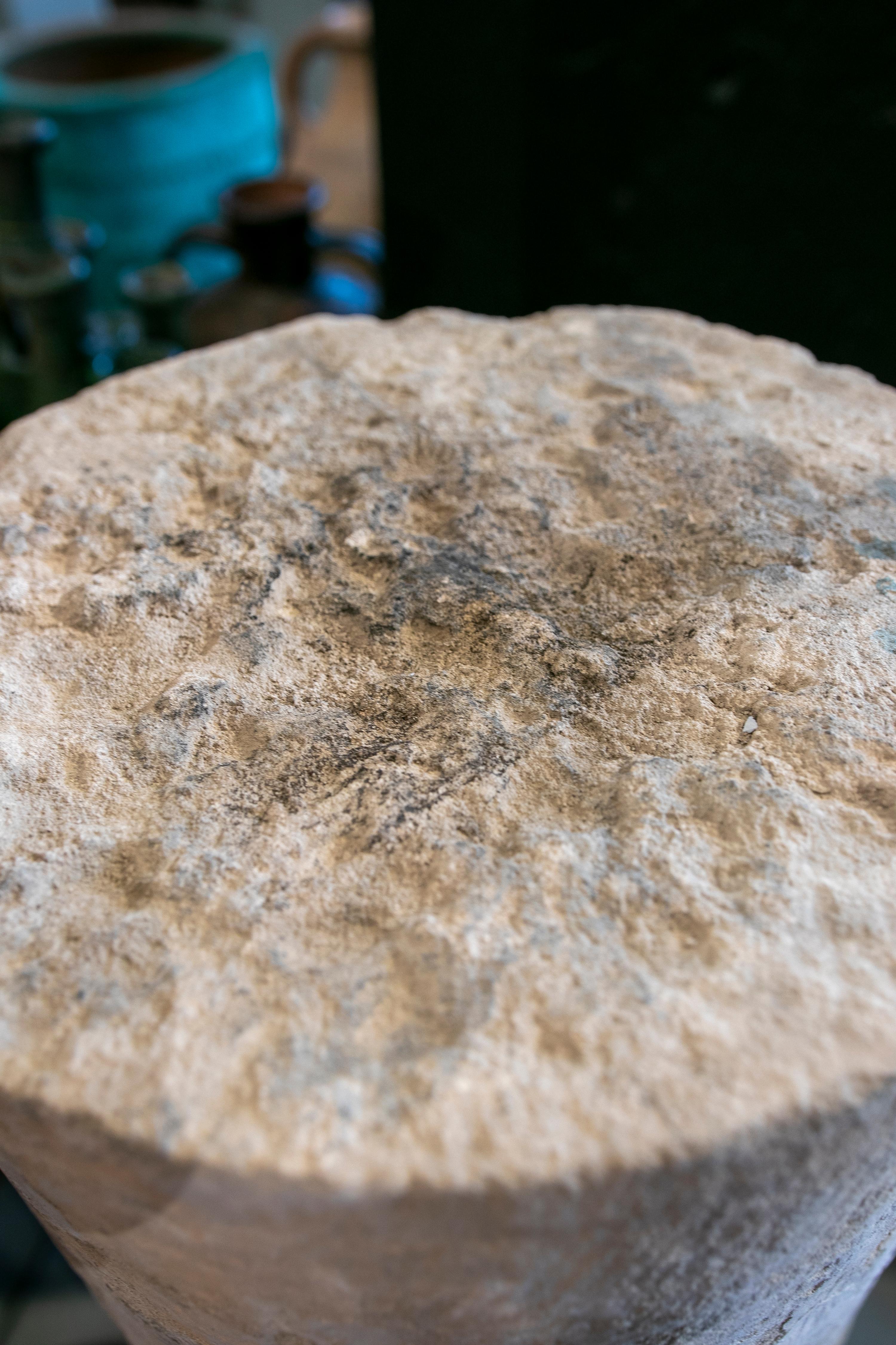 18th Century Spanish Natural Stone Column with Traces of Polychromy 10