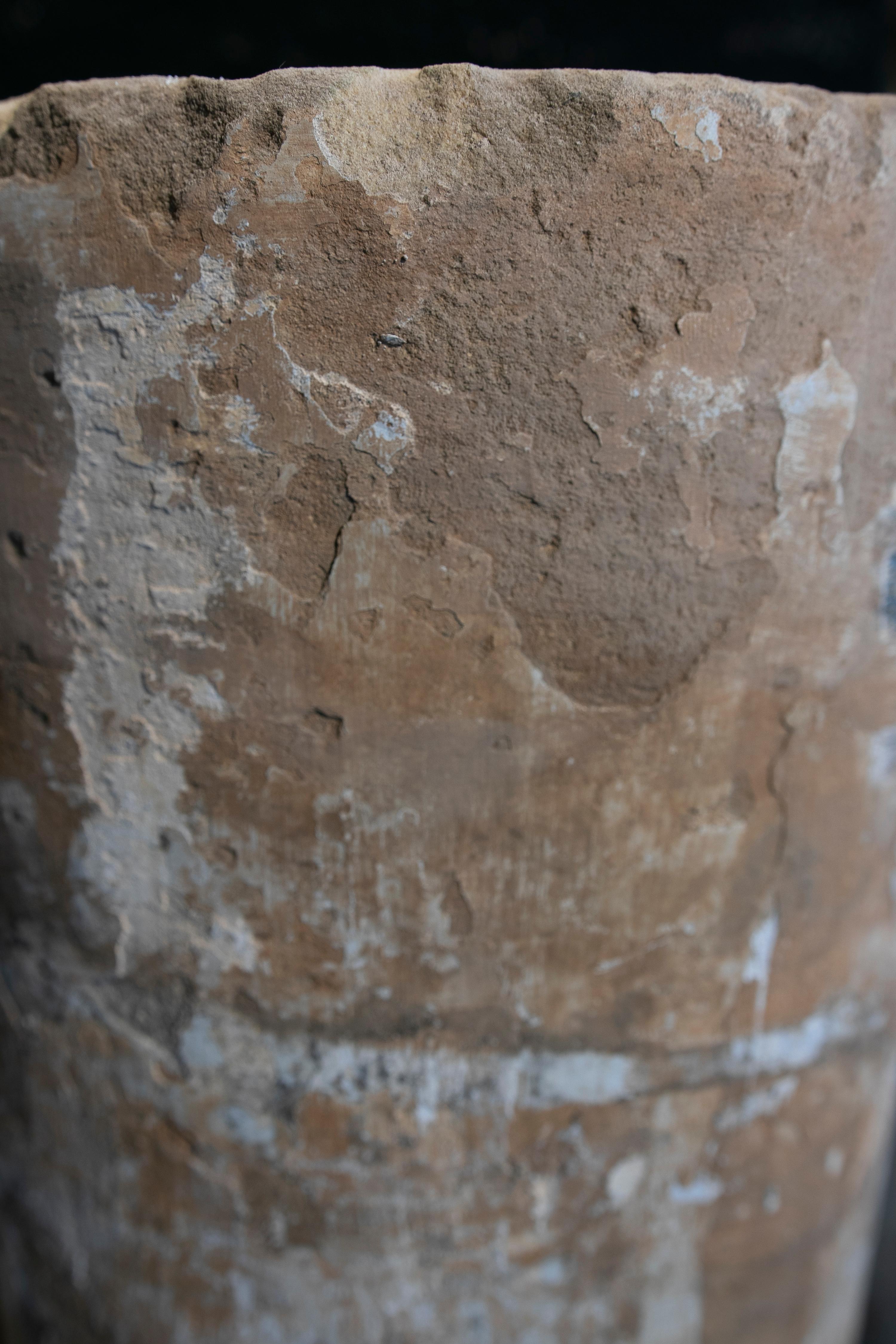 18th Century Spanish Natural Stone Column with Traces of Polychromy 10