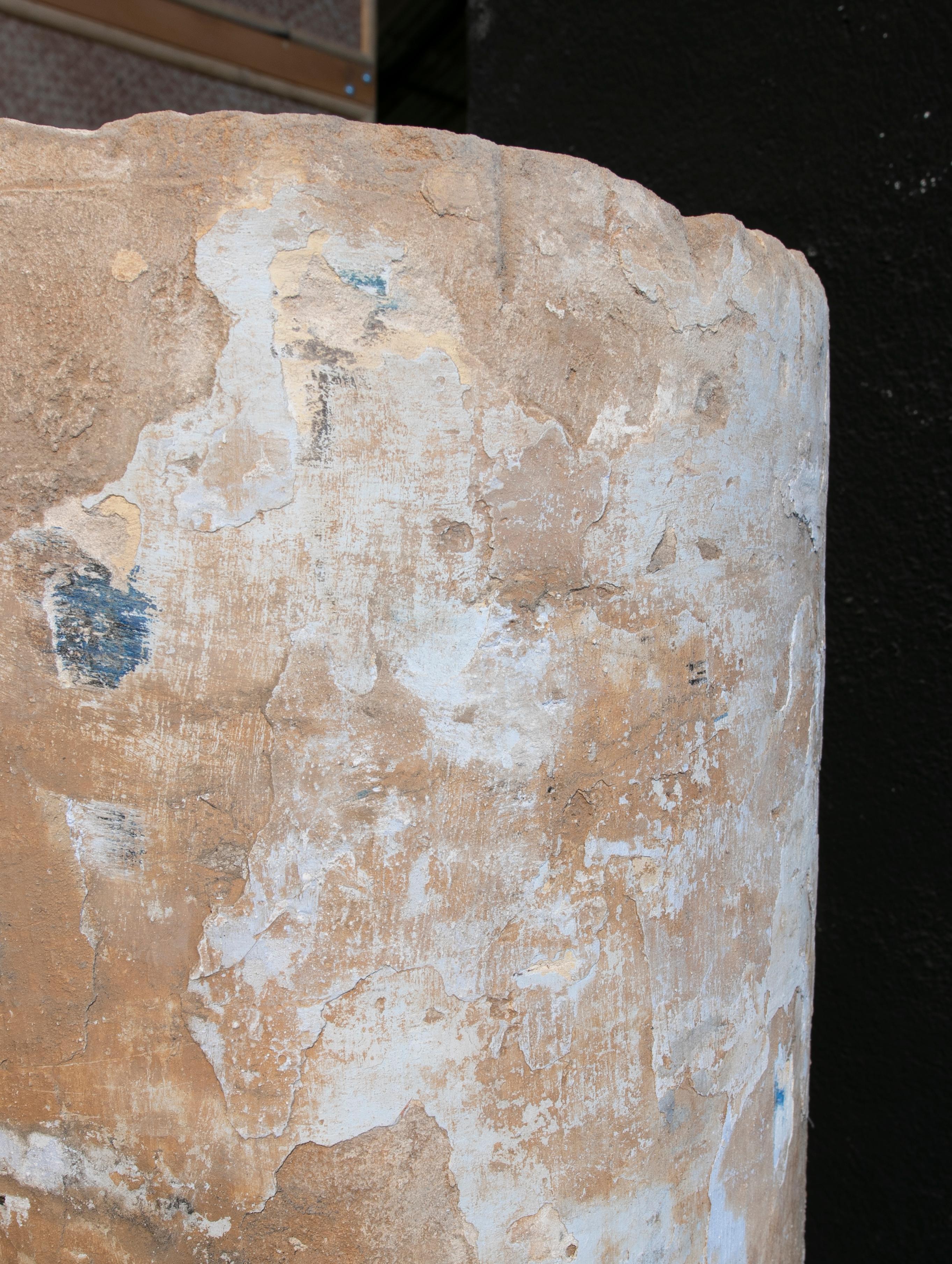 18th Century and Earlier 18th Century Spanish Natural Stone Column with Traces of Polychromy