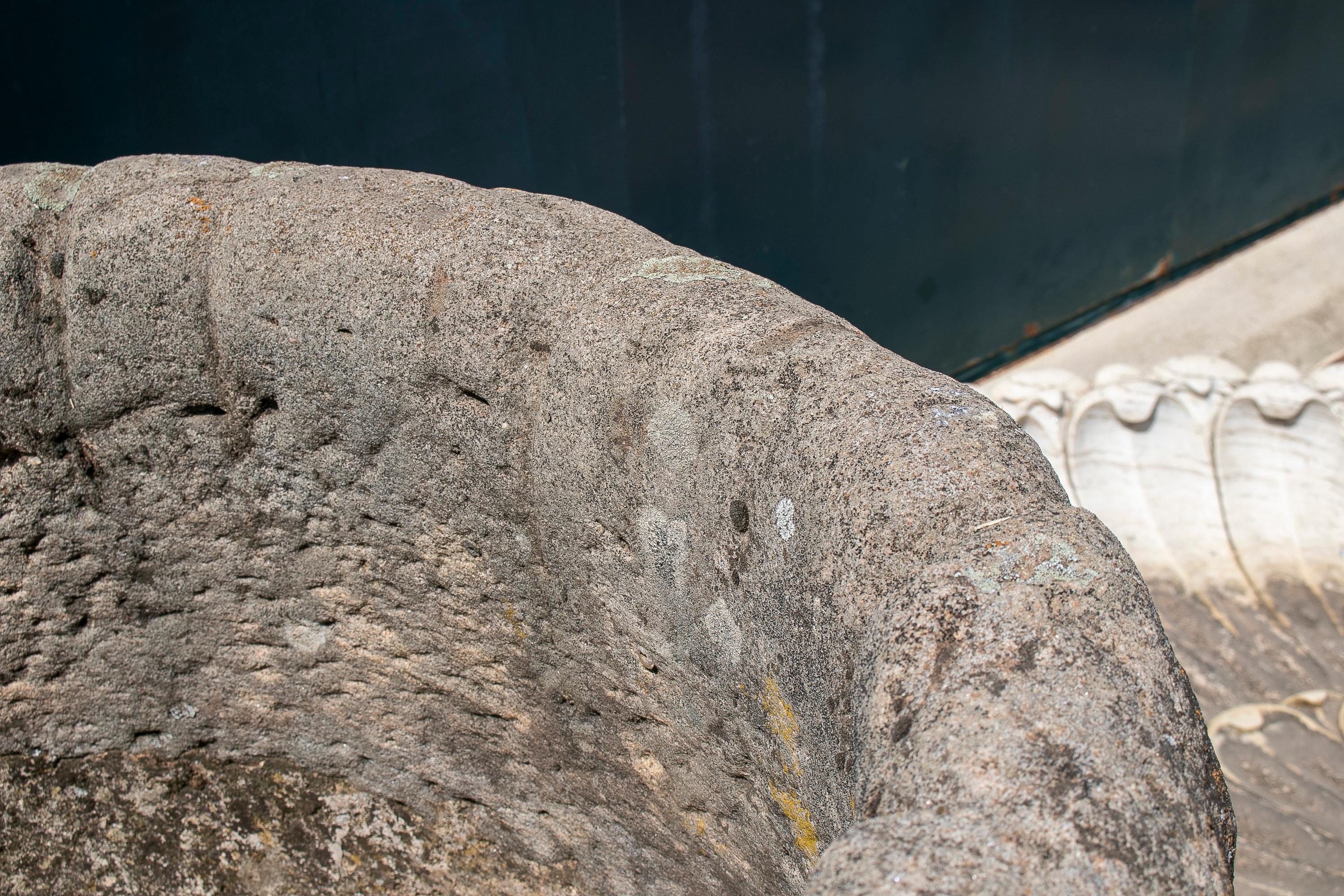 18th Century Spanish Natural Stone Water Well w/ Rope Erosion 10