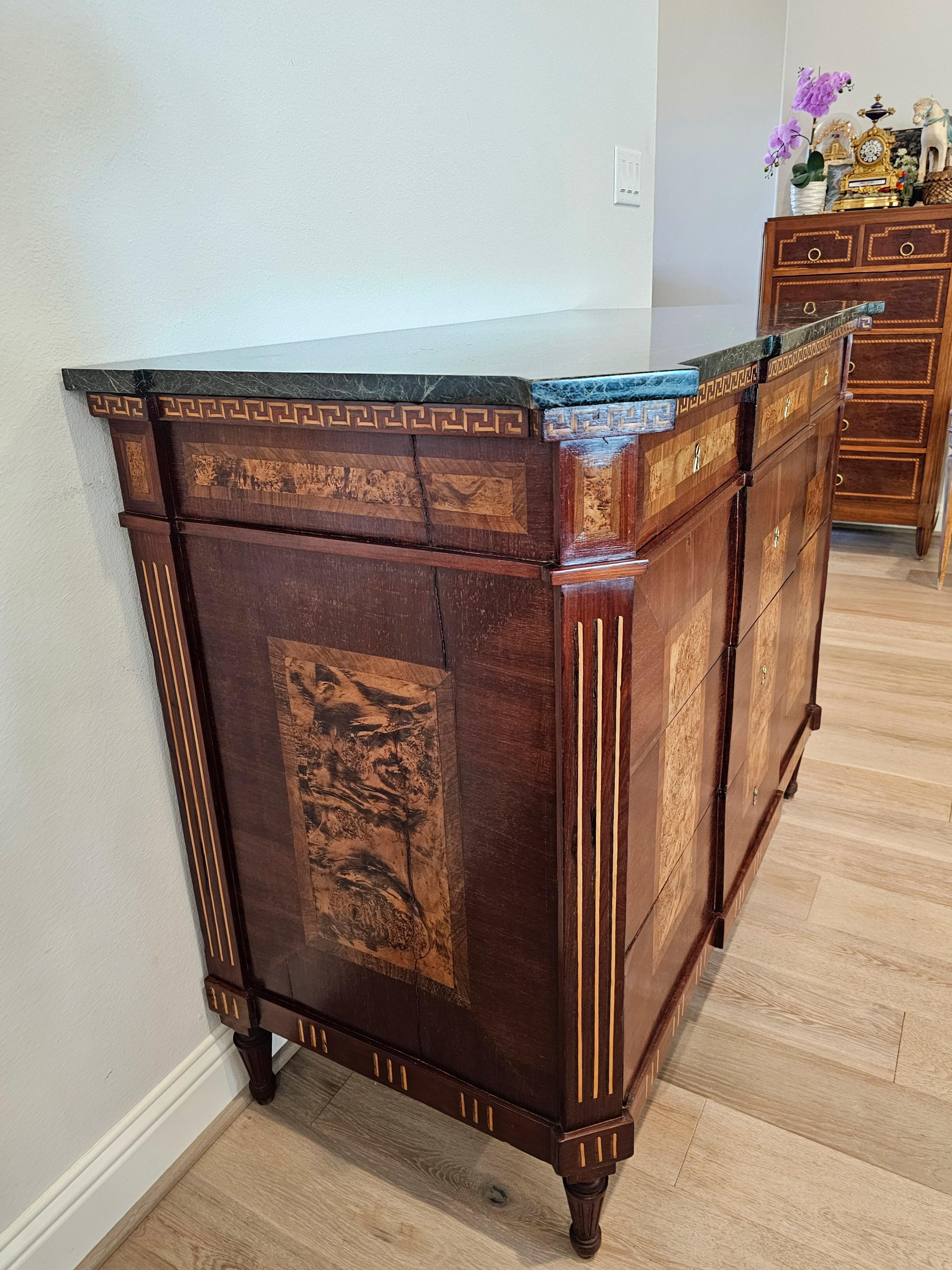 18th Century and Earlier 18th Century Spanish Neo-classical Mahogany Marquetry Chest Of Drawers Commode