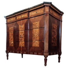 18th Century Spanish Neo-classical Mahogany Marquetry Chest Of Drawers Commode