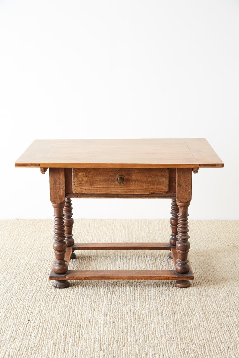 Hand-Crafted 18th Century Spanish Oak and Walnut Library Table For Sale