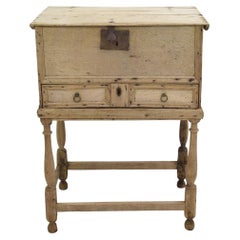 18th Century, Spanish Oak Chest with Drawer on Stand