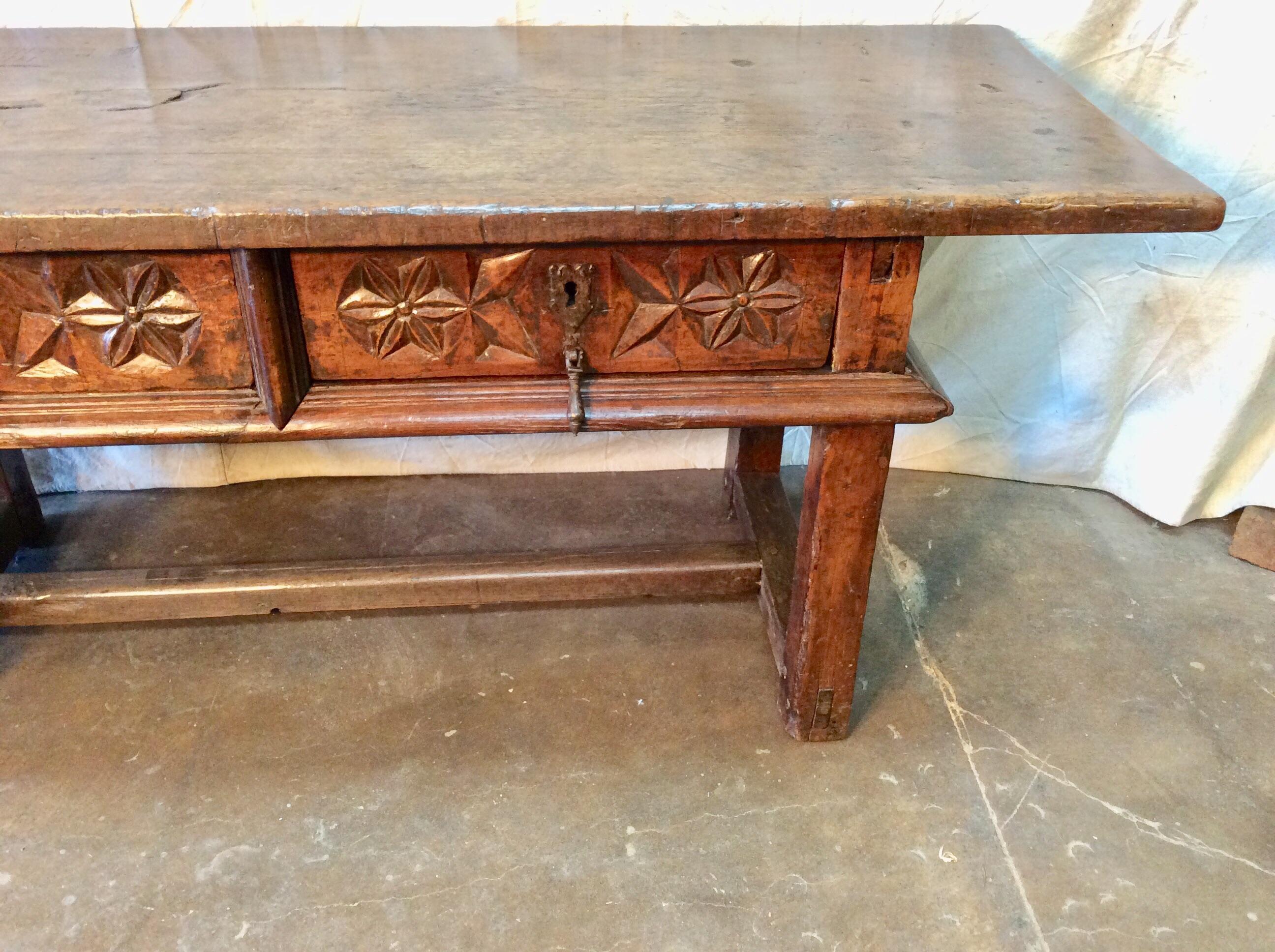 Hand-Crafted 18th Century Spanish Oak Console Table For Sale