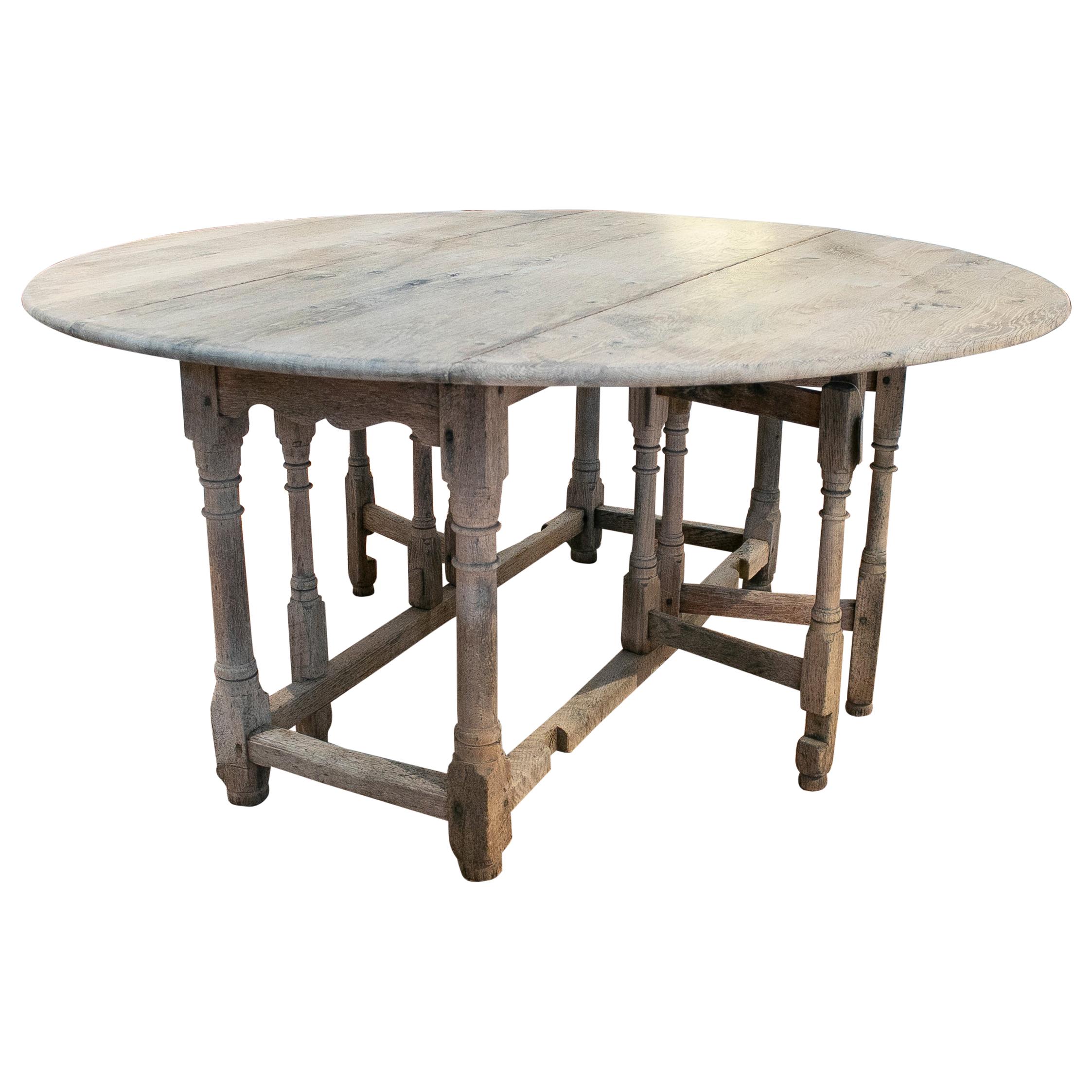18th Century Spanish Oak Round Folding Table