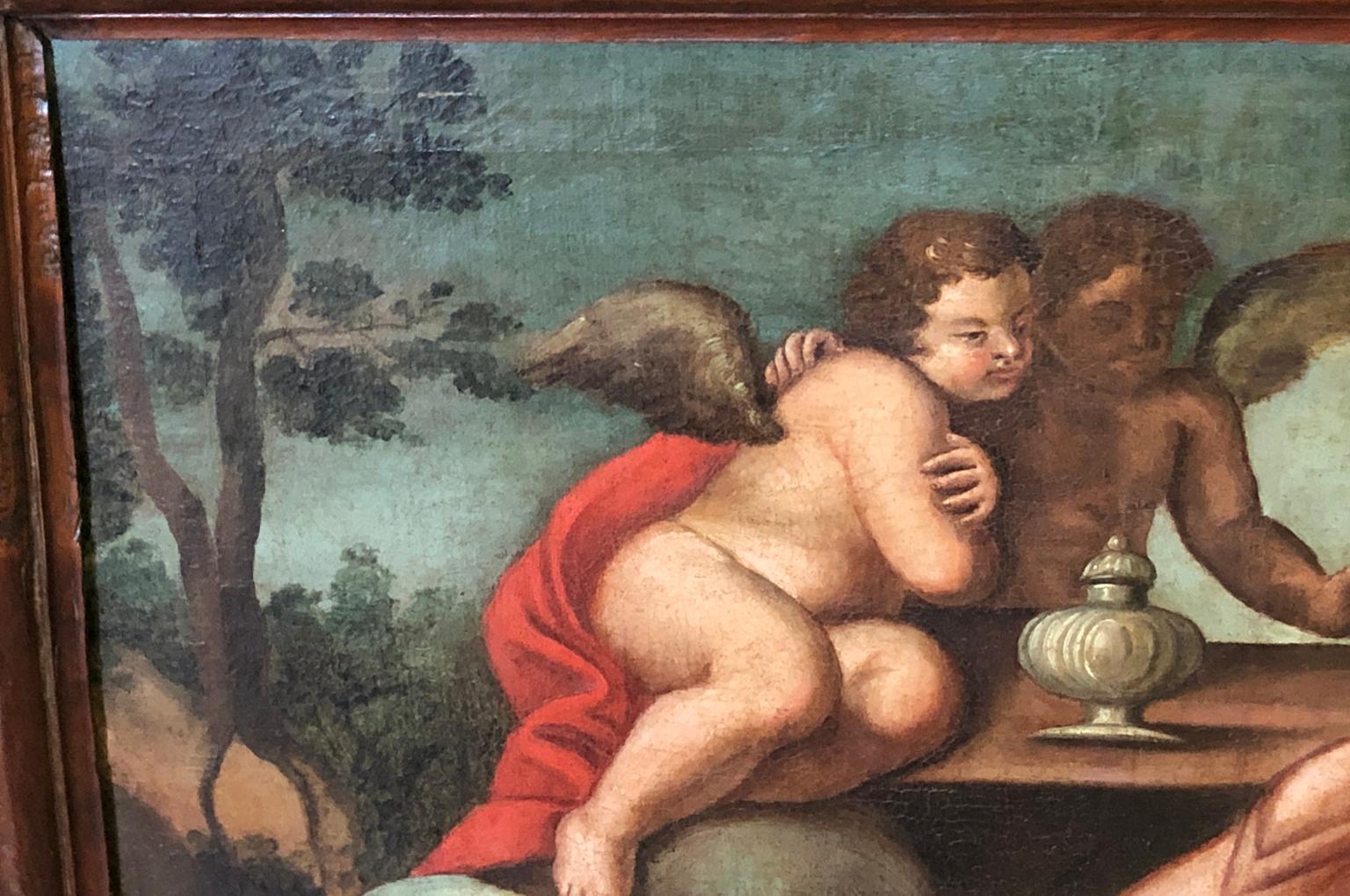 Dipinto a olio spagnolo del XVIII secolo raffigurante Maria Maddalena In condizioni buone in vendita a Round Top, TX
