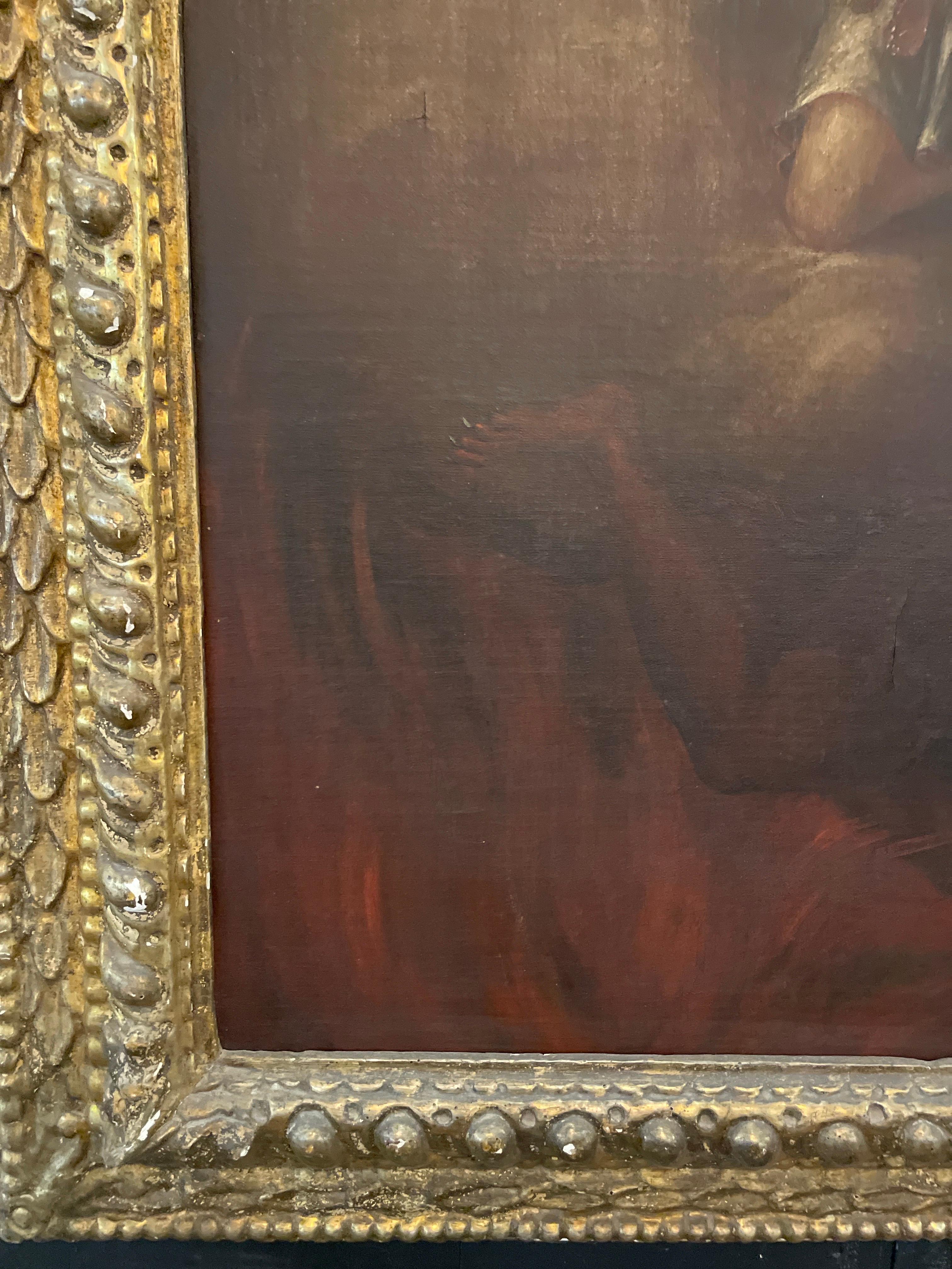 Spanisches Ölgemälde auf Leinwand aus dem 18. Jahrhundert von Sankt Michael, der den Dämon tötet im Angebot 2