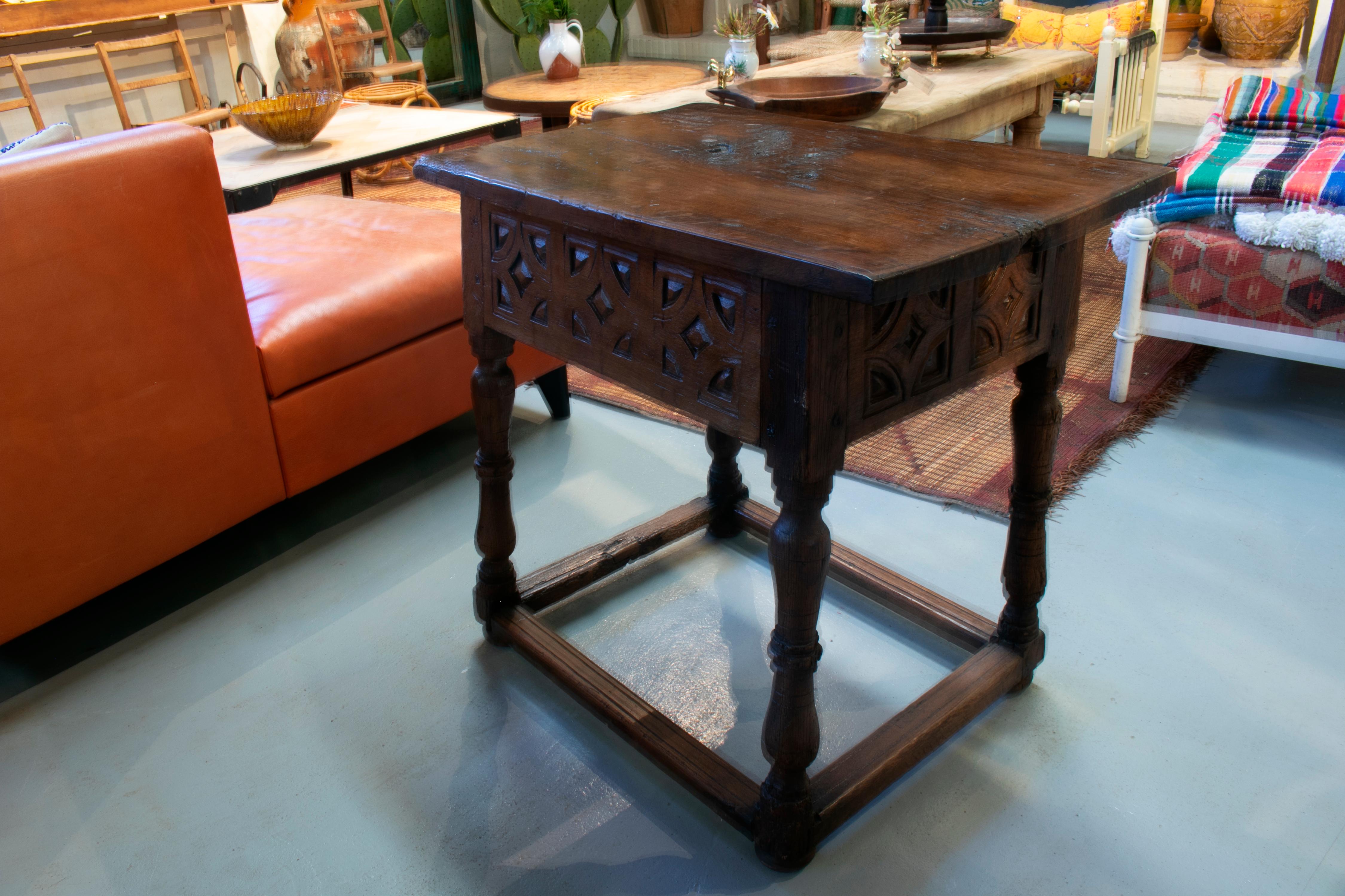 18th Century Spanish One-Drawer Walnut Table 5