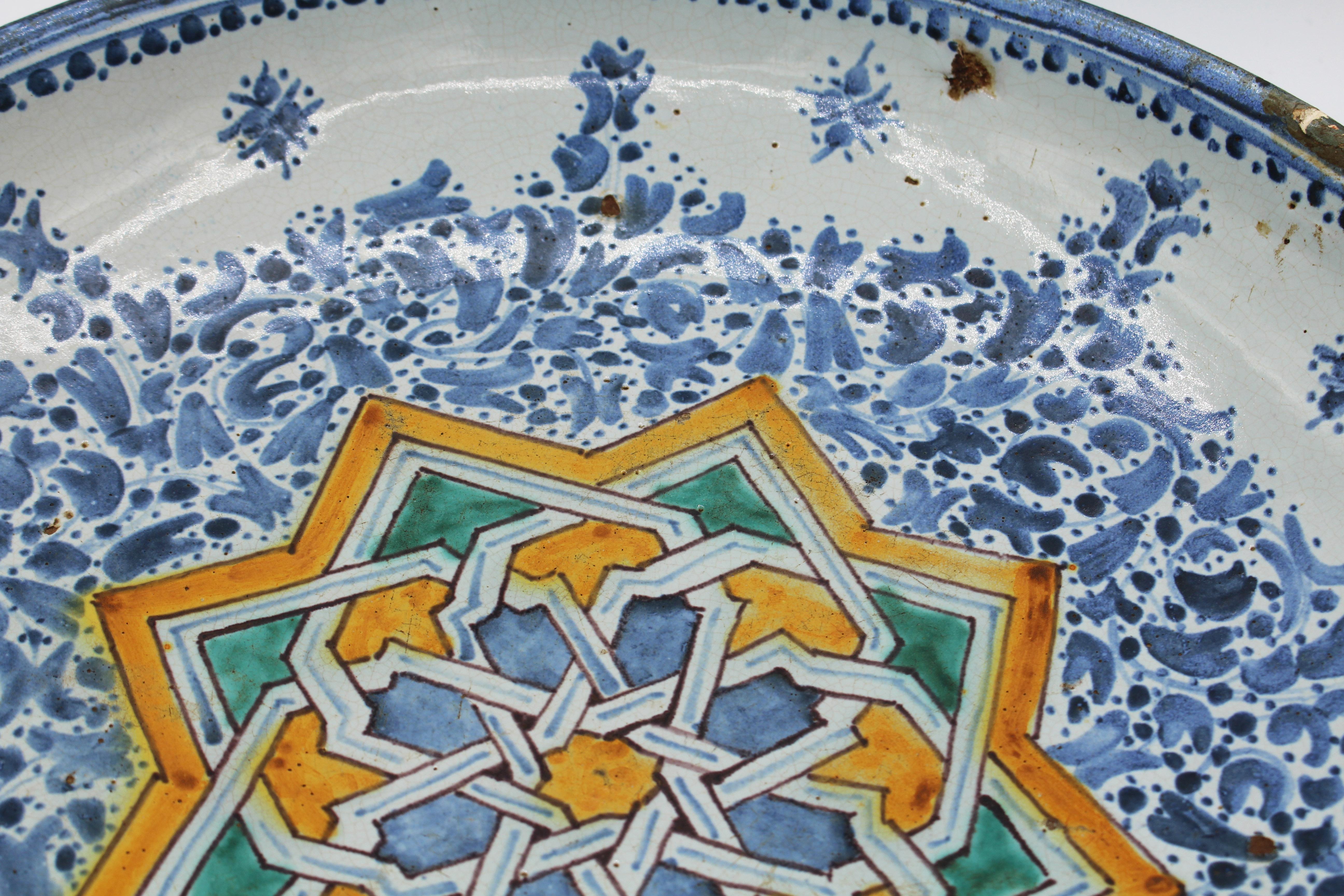 18th Century and Earlier 18th Century Spanish or North African Faience Deep Bowl For Sale