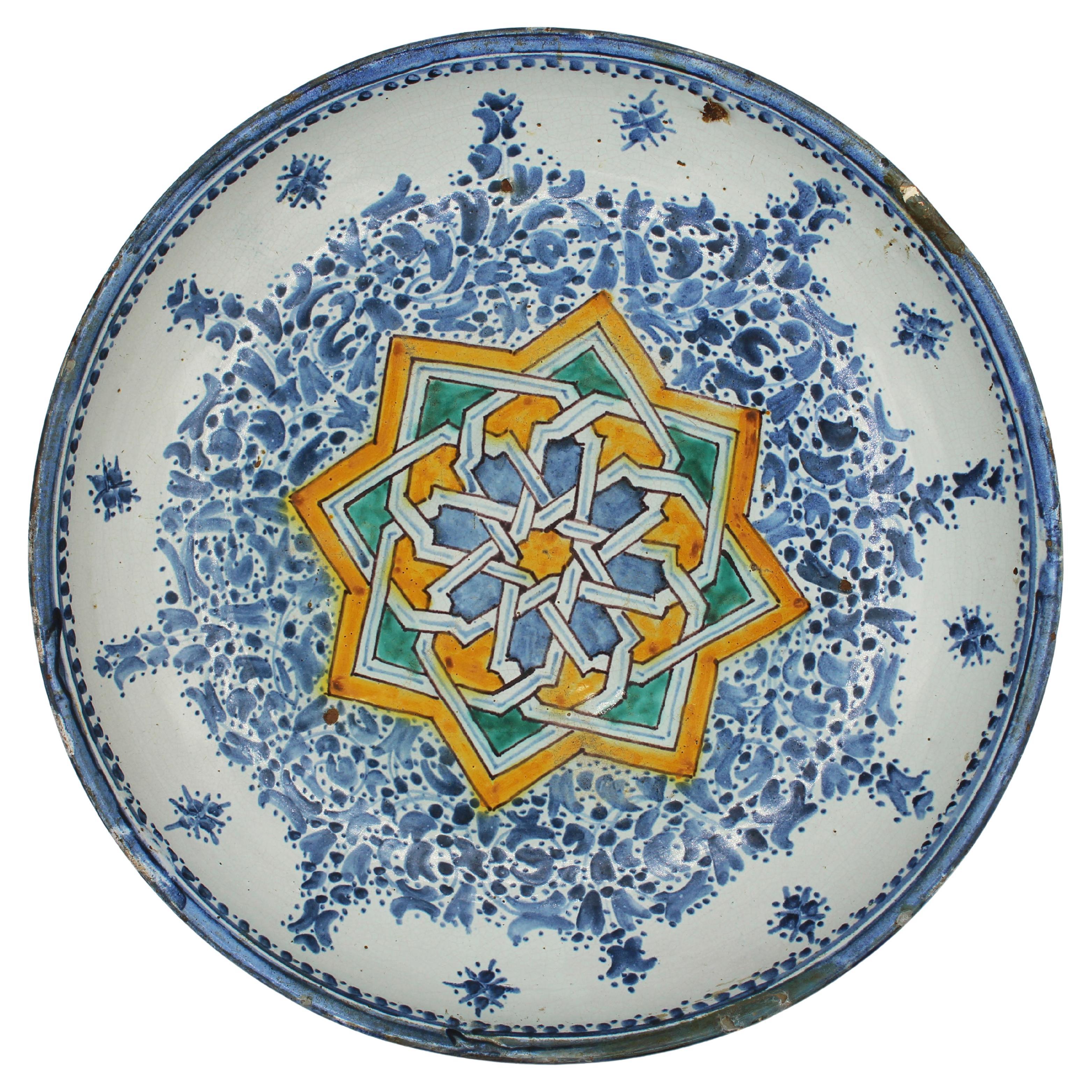 18th Century Spanish or North African Faience Deep Bowl For Sale