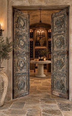 18th Century Spanish Painted Hand Crafted Door From Catalonia