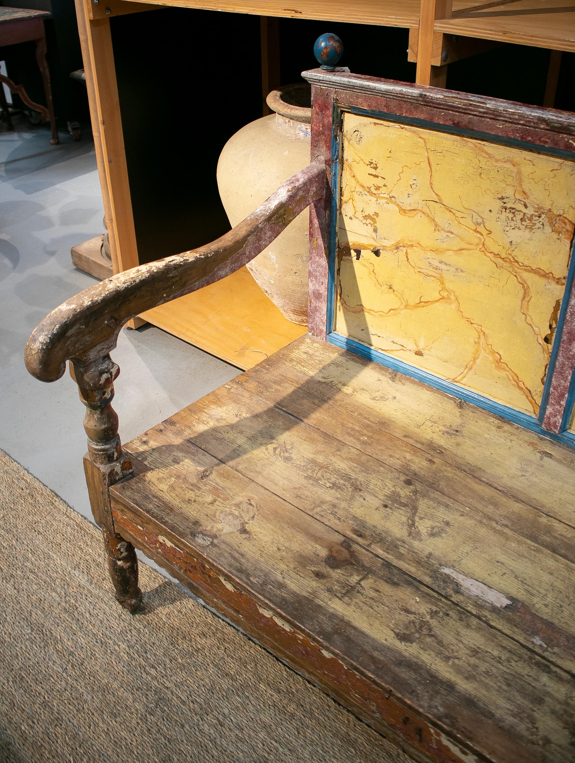 18th Century and Earlier 18th Century Spanish Painted Wooden Bench Furniture