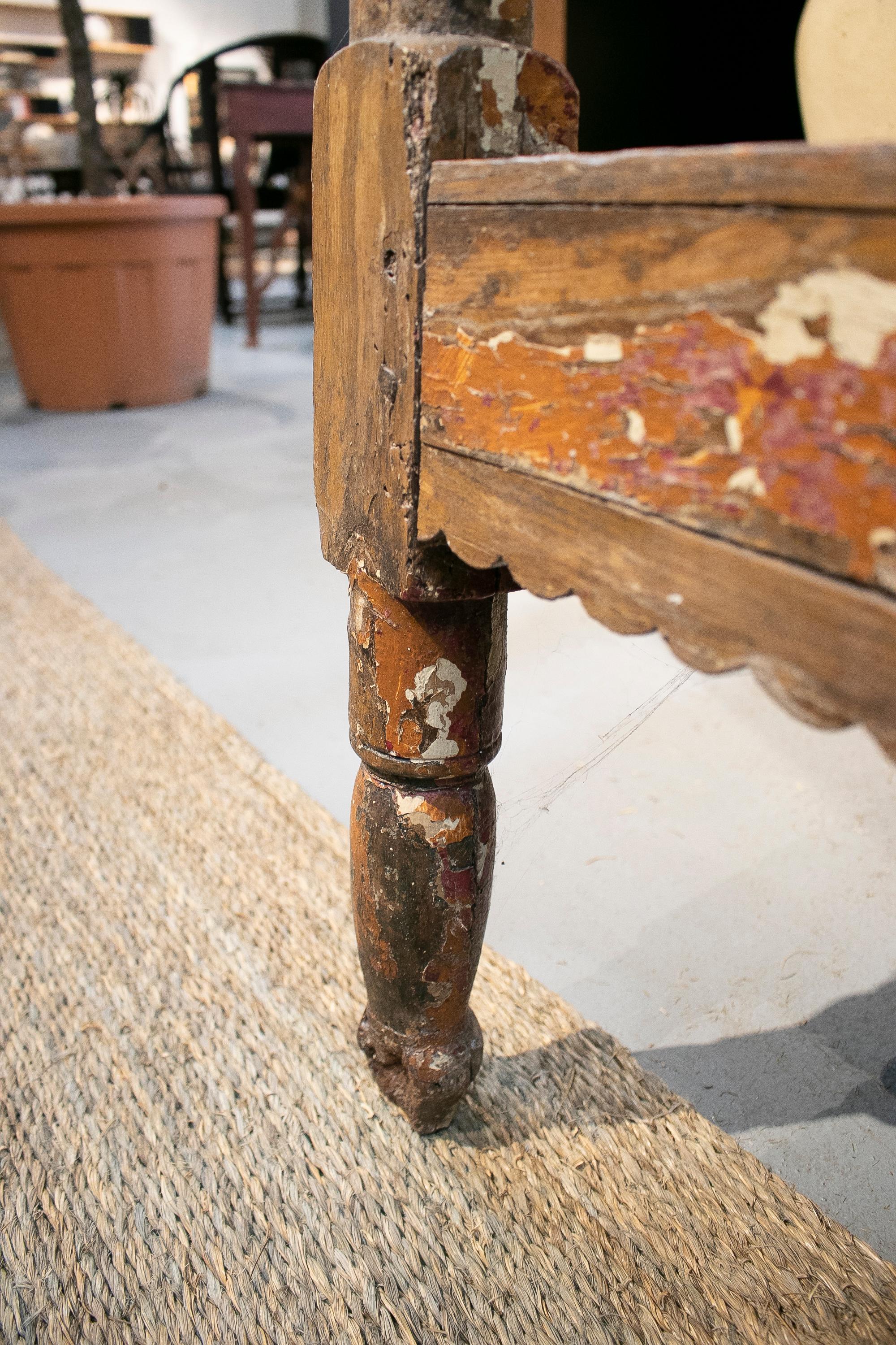 18th Century Spanish Painted Wooden Bench Furniture 3