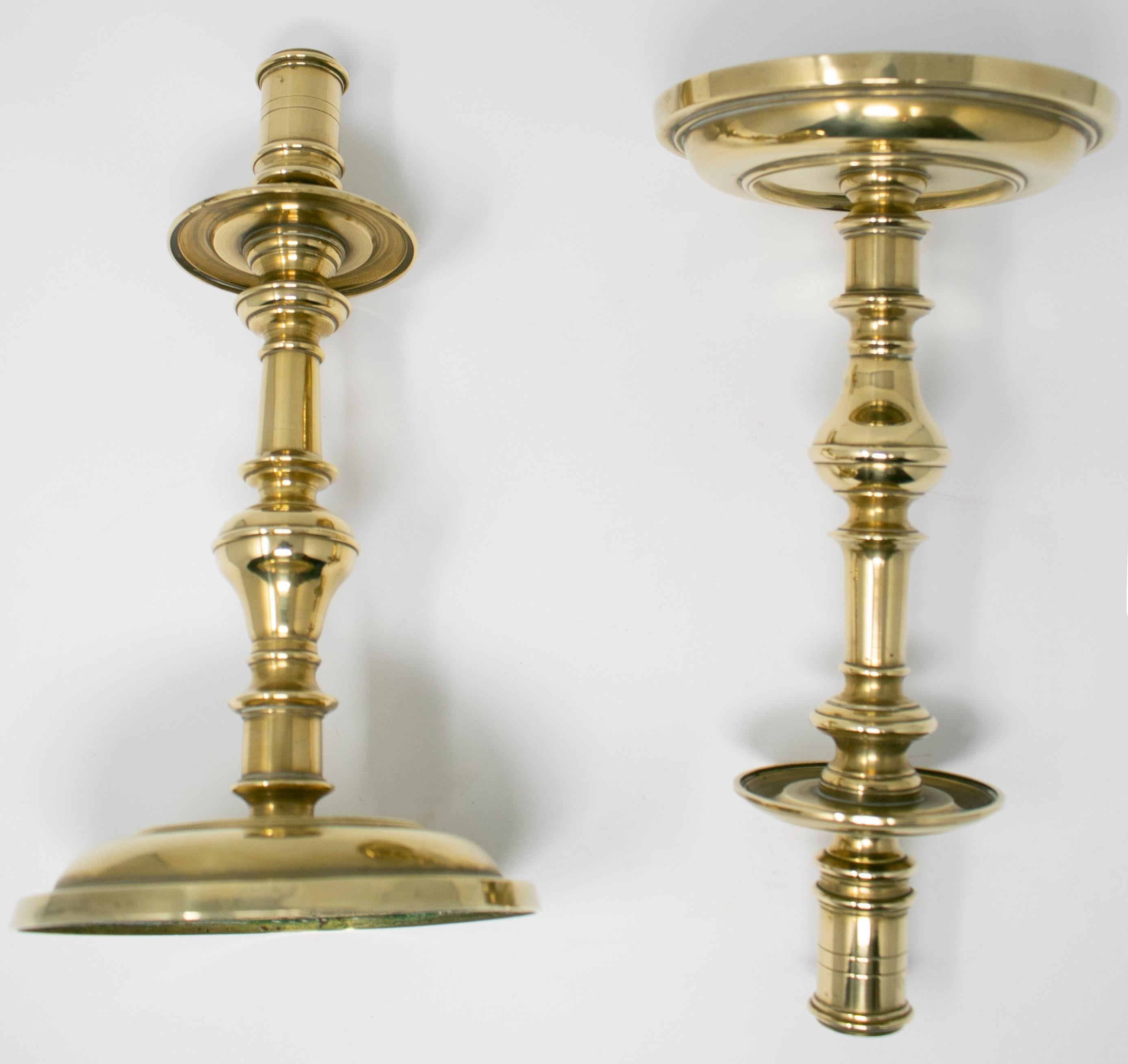 18th Century and Earlier 18th Century Spanish Pair of Bronze Candlesticks For Sale