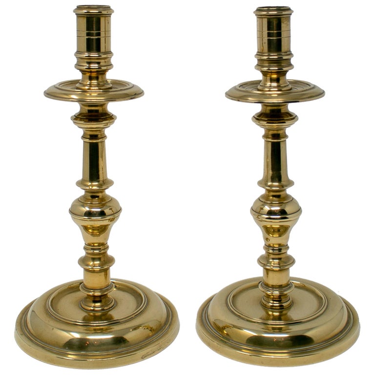 18th Century Spanish Pair of Bronze Candlesticks For Sale at 1stDibs