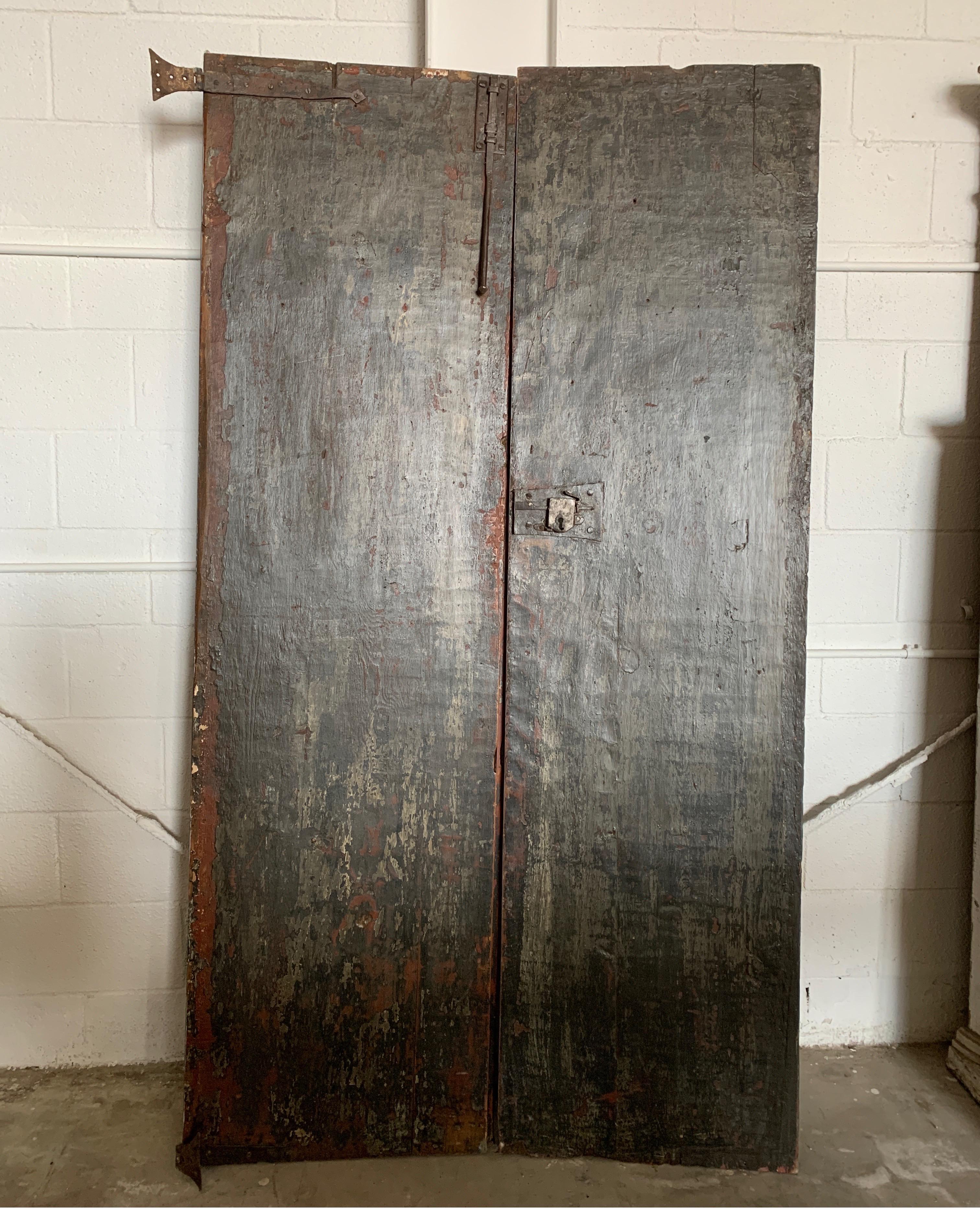 18th Century Spanish Pair of Doors from Peralada with Original Hardware For Sale 3