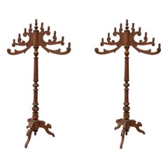 18th Century Spanish Pair of Hand-Painted Wooden Axe-Holders