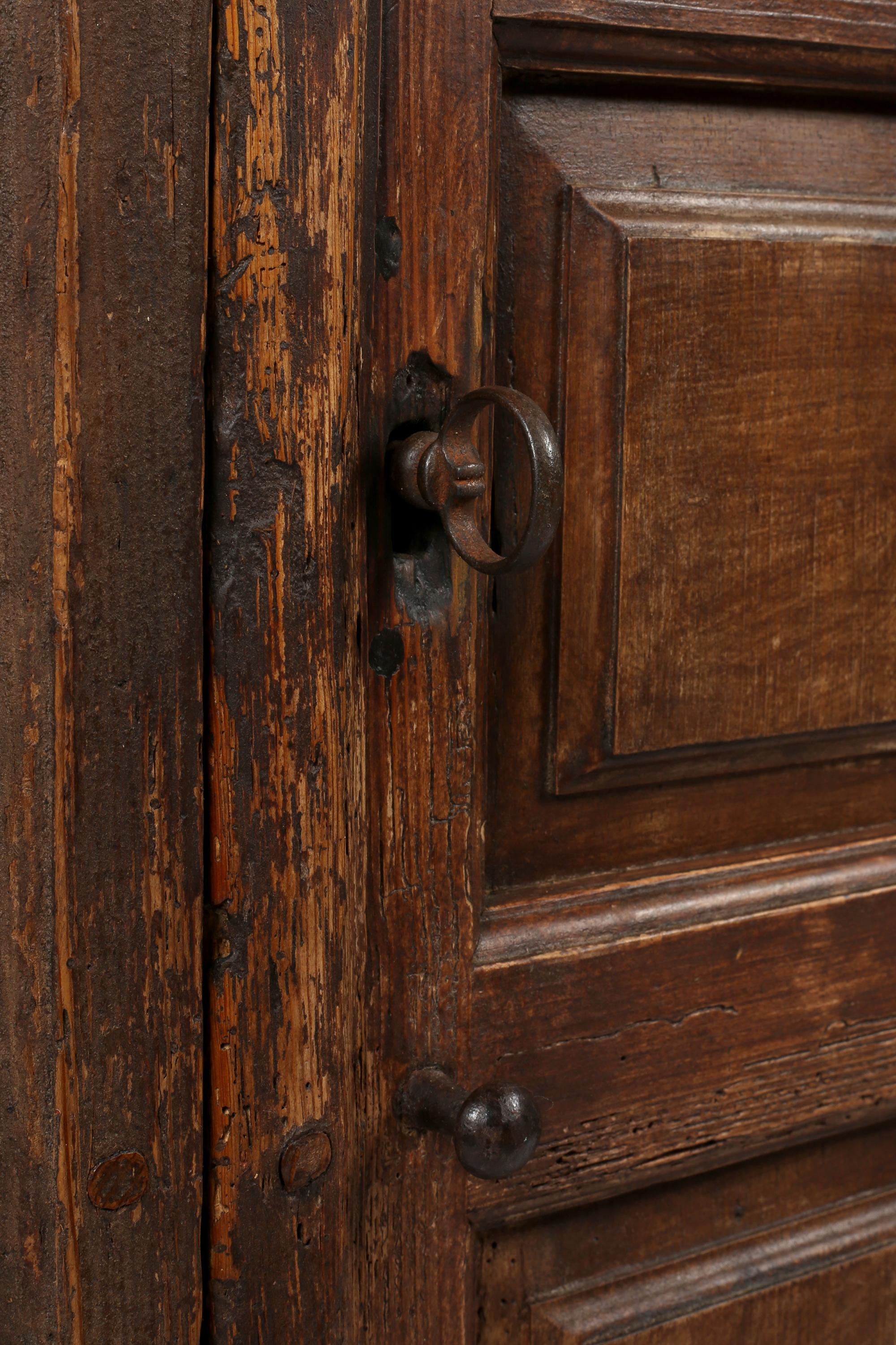 18th Century Spanish Panelled Rustic Wabi Sabi Cupboard For Sale 13