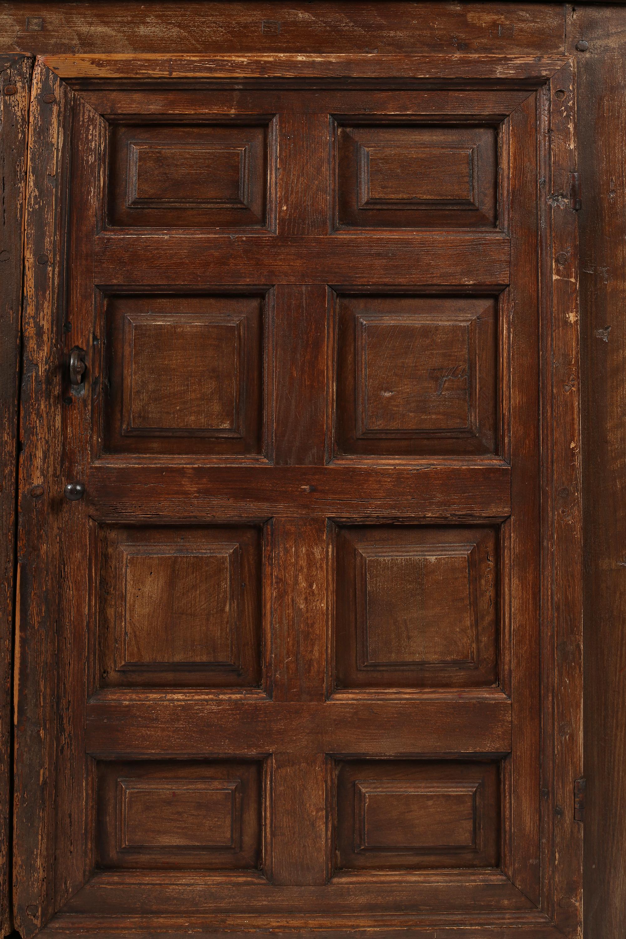 18th Century Spanish Panelled Rustic Wabi Sabi Cupboard For Sale 14