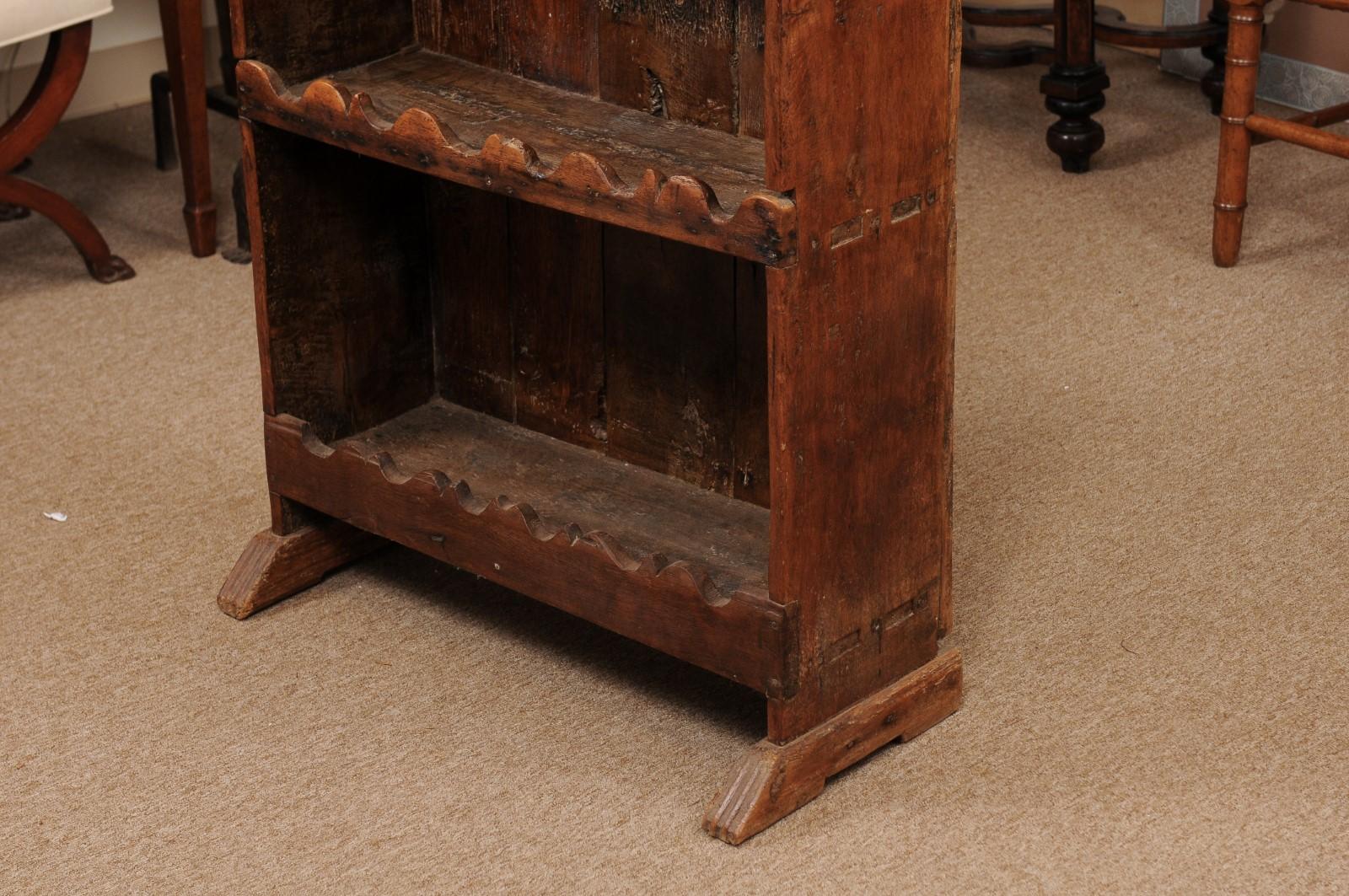 18th Century Spanish Pine Cupboard with 2 Cabinet Doors over Open Shelves 3