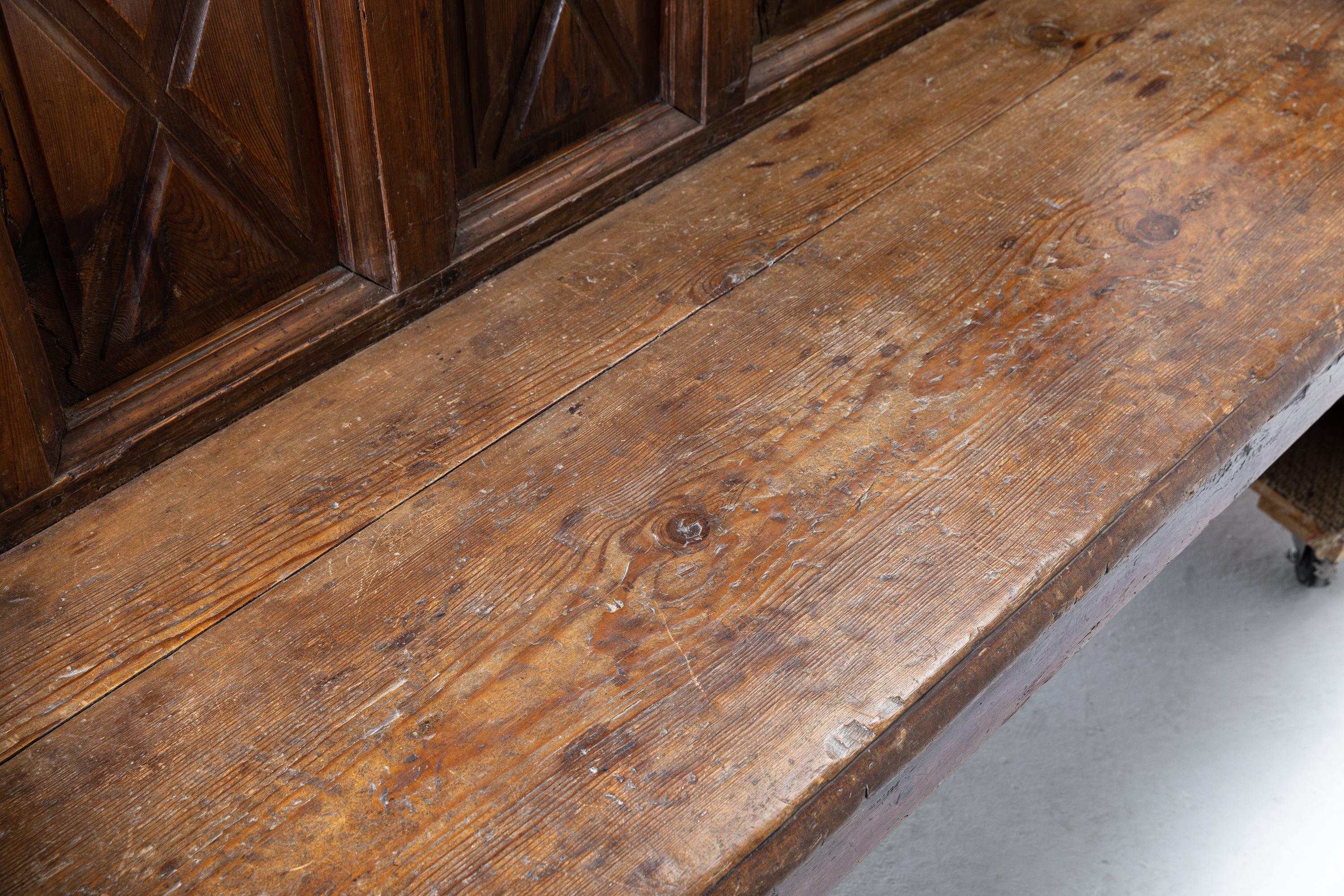 18th Century Spanish Pine Rustic Bench For Sale 1