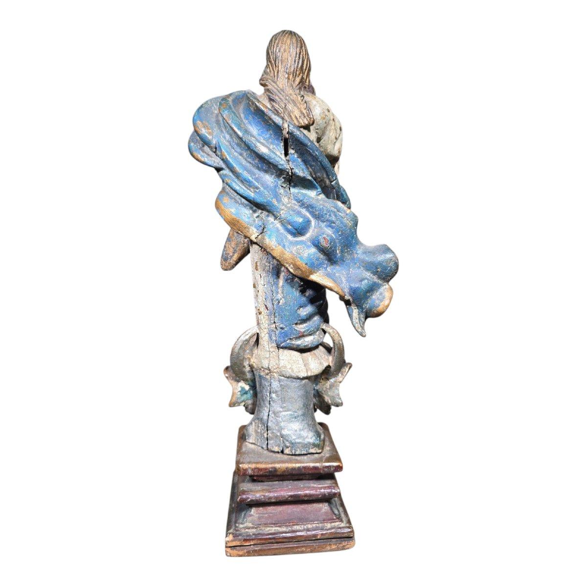 Baroque Sculpture espagnole en bois polychrome du XVIIIe siècle représentant la Vierge Immaculée en vente