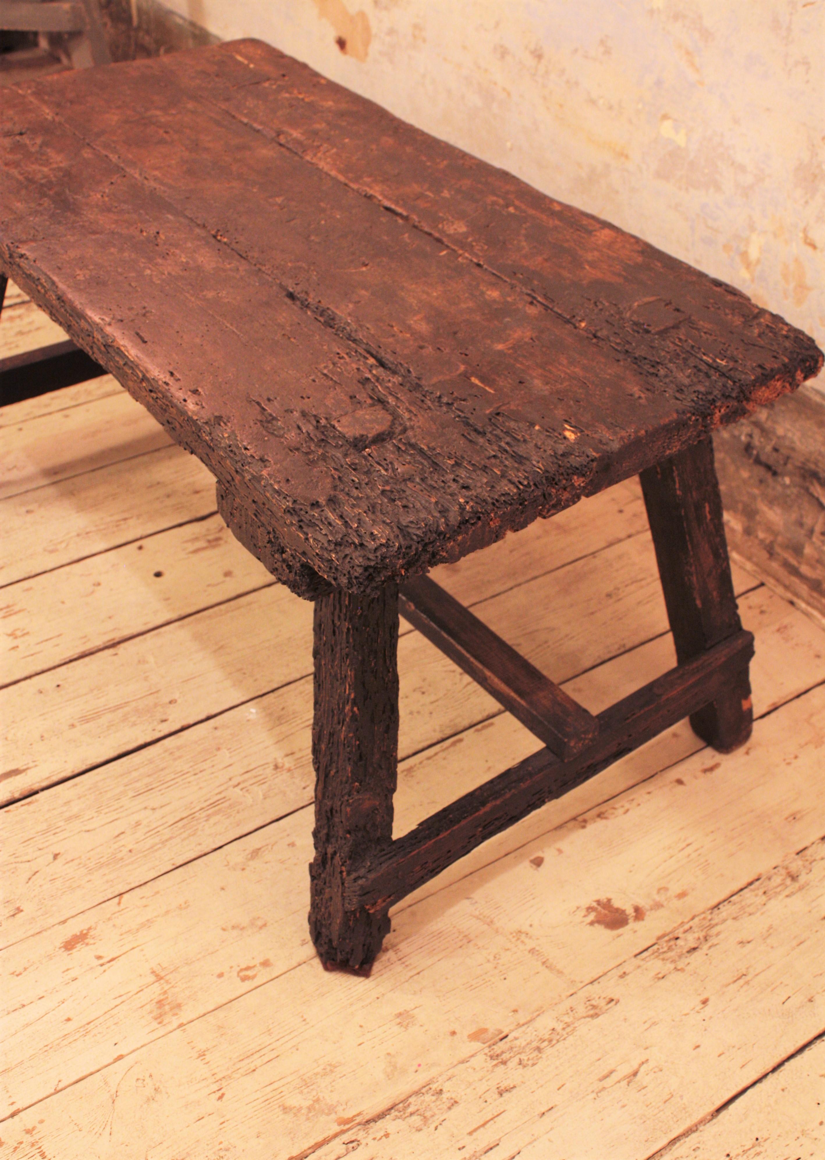 Spanish Primitive Rustic Coffee Table or Side Table For Sale 4