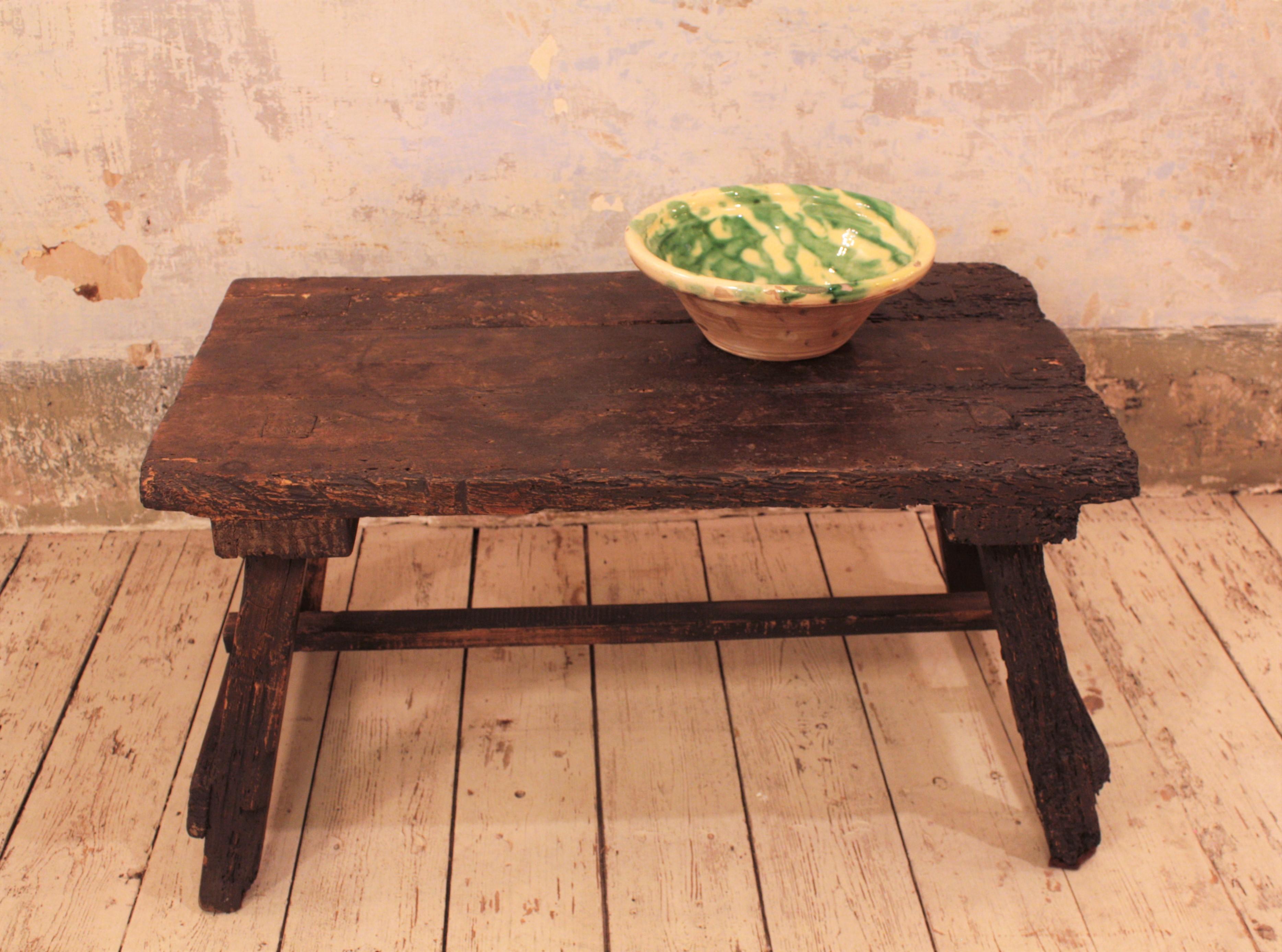 20th Century Spanish Primitive Rustic Coffee Table or Side Table For Sale