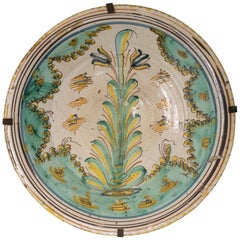 Antique 18th Century Spanish "Puente del Arzobispo" Madrid Hand Painted Earthenware Dish