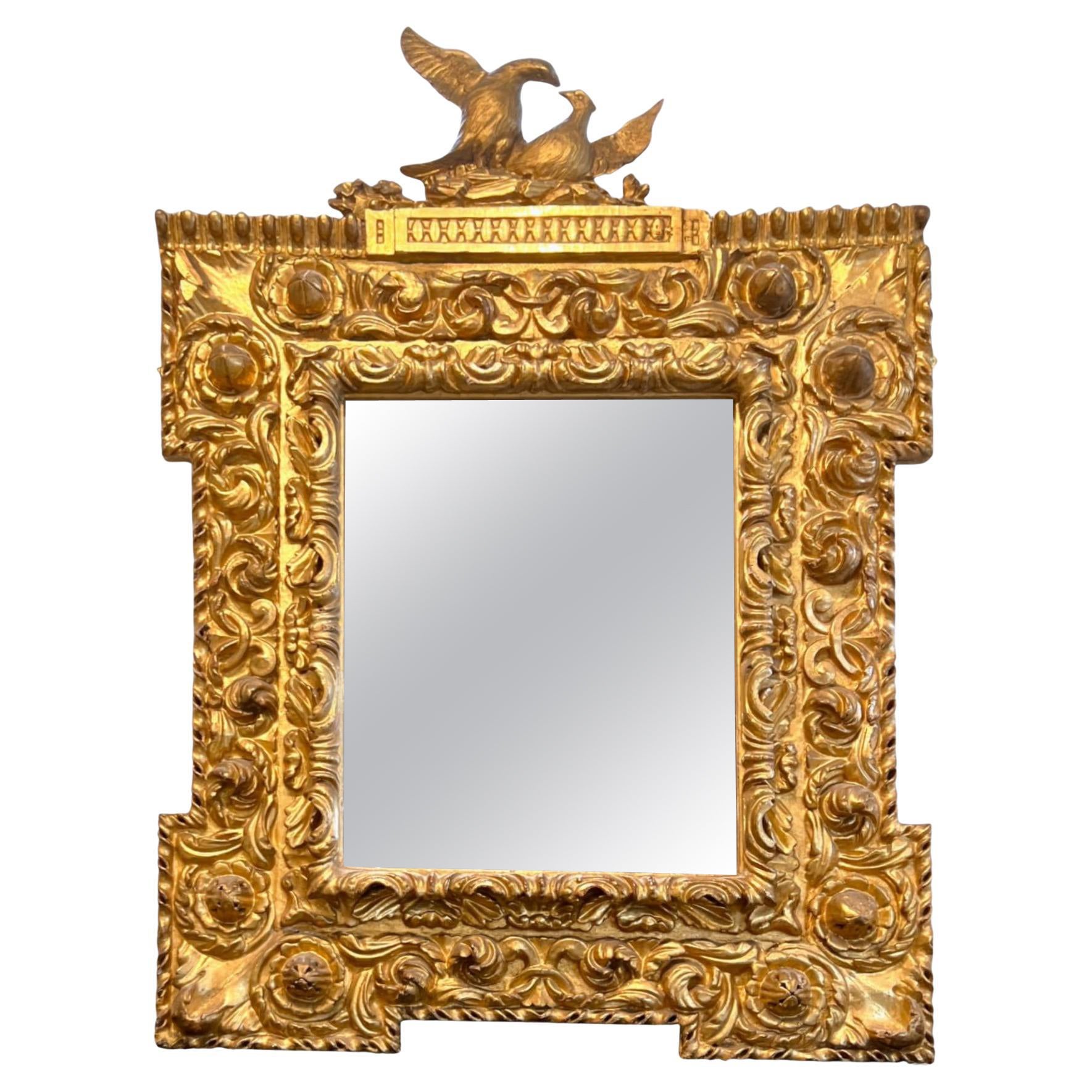 Specchio dorato Luigi XIV/XV spagnolo del XVIII secolo, raro e antico in vendita