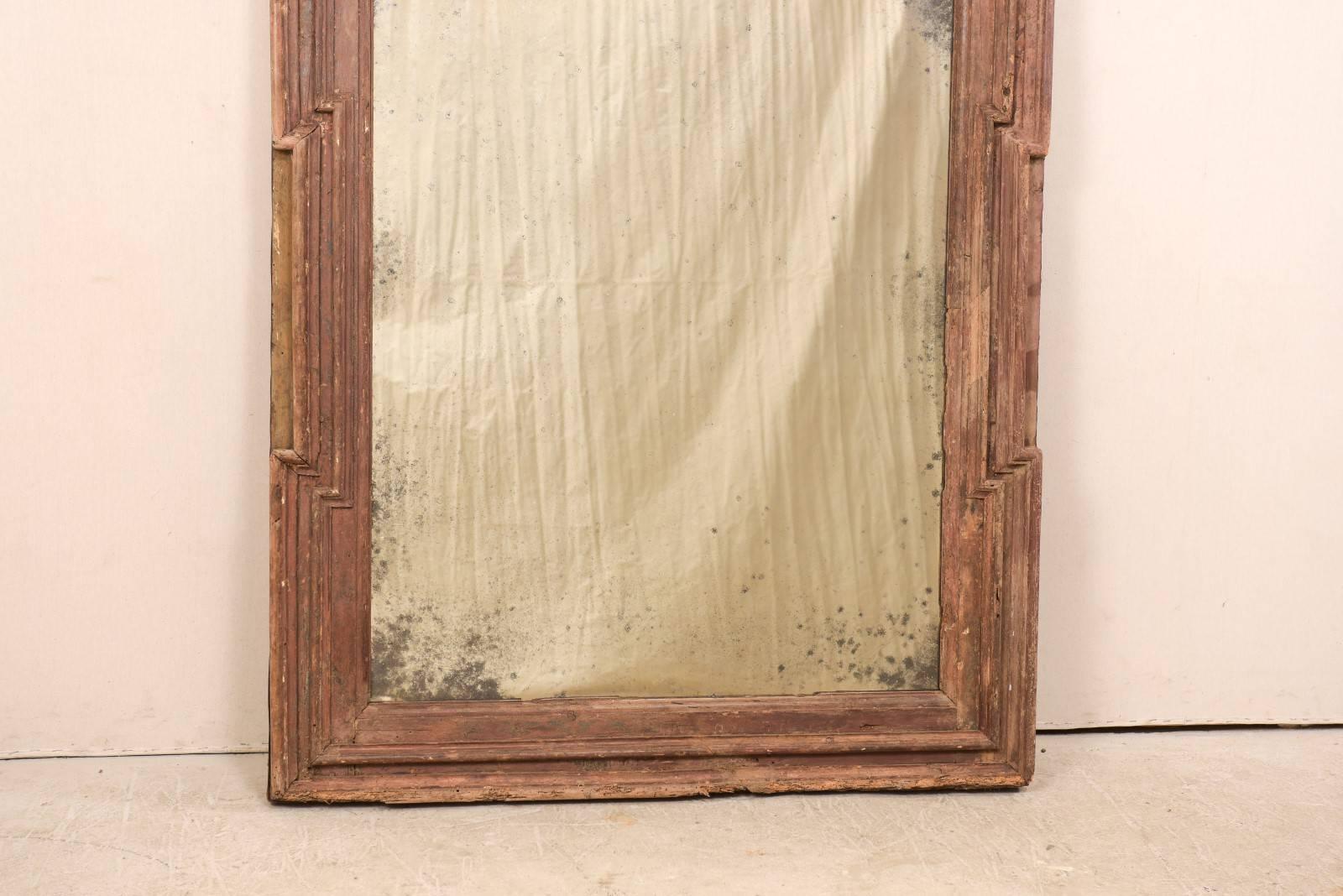 18th Century and Earlier 18th Century Spanish Rectangular Rustic Wood Mirror with Antiquing
