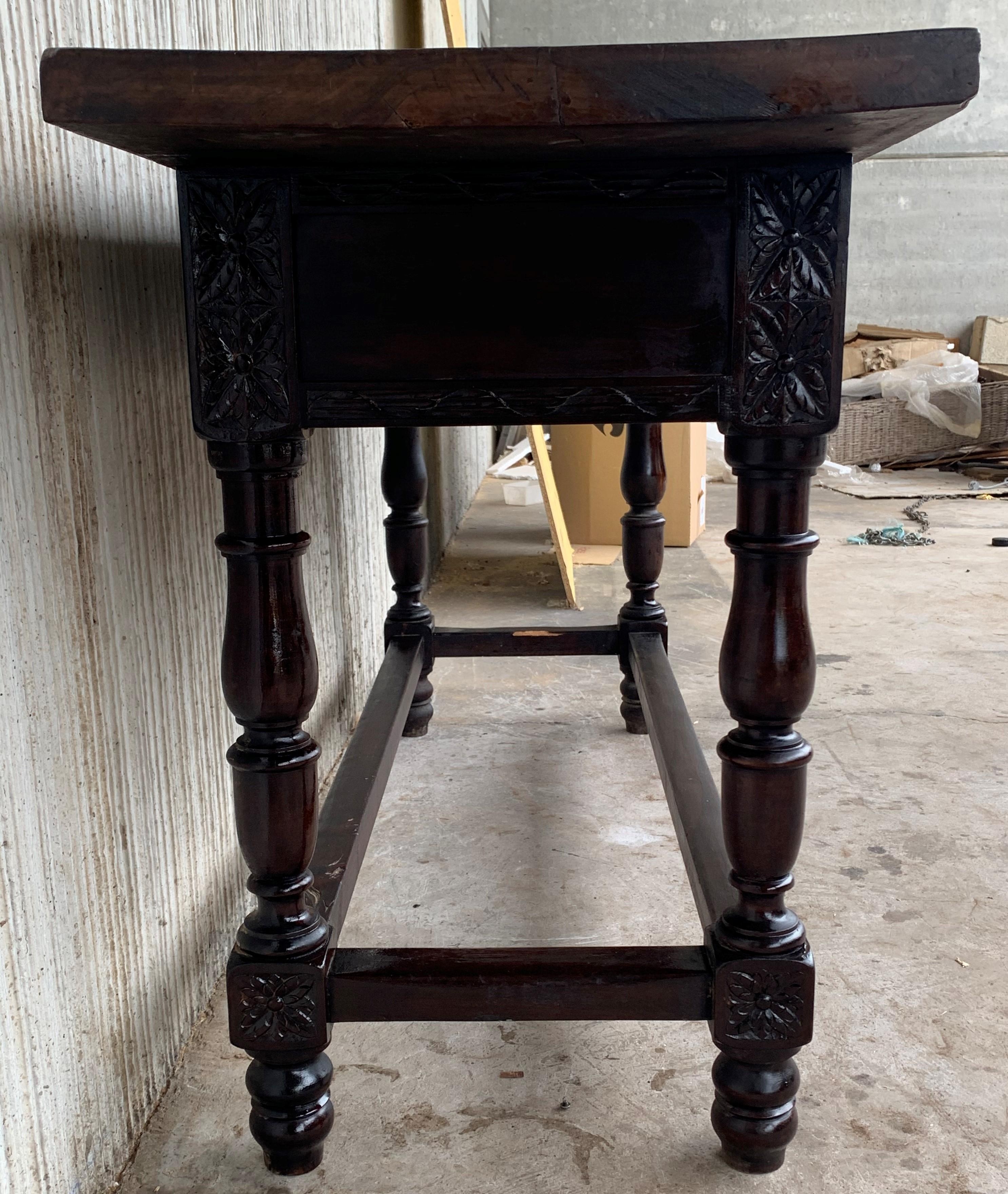 18th Century Spanish Refectory Table or Farm Table with Drawers 3