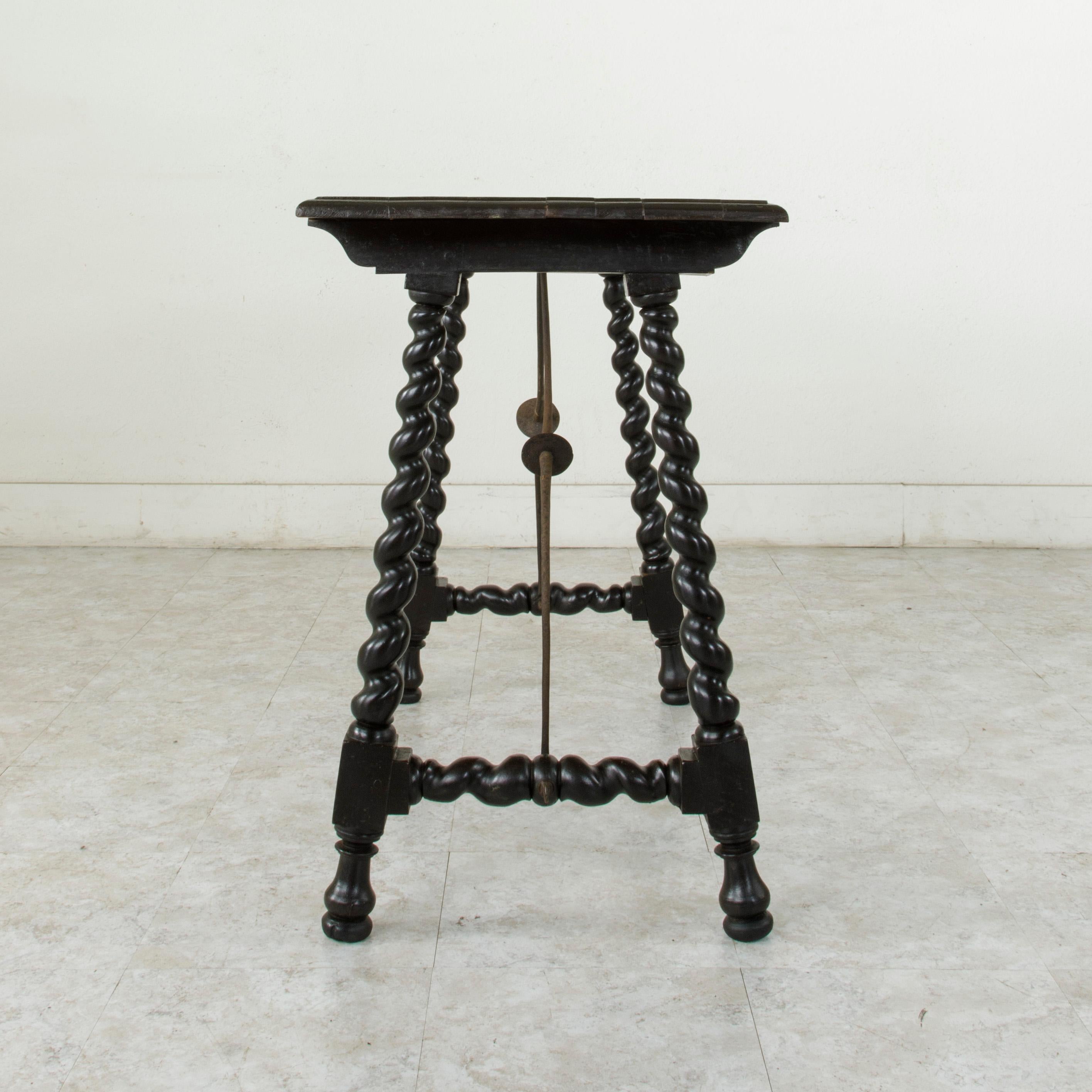18th Century and Earlier 18th Century Spanish Renaissance Style Walnut Console Table with Iron Stretcher