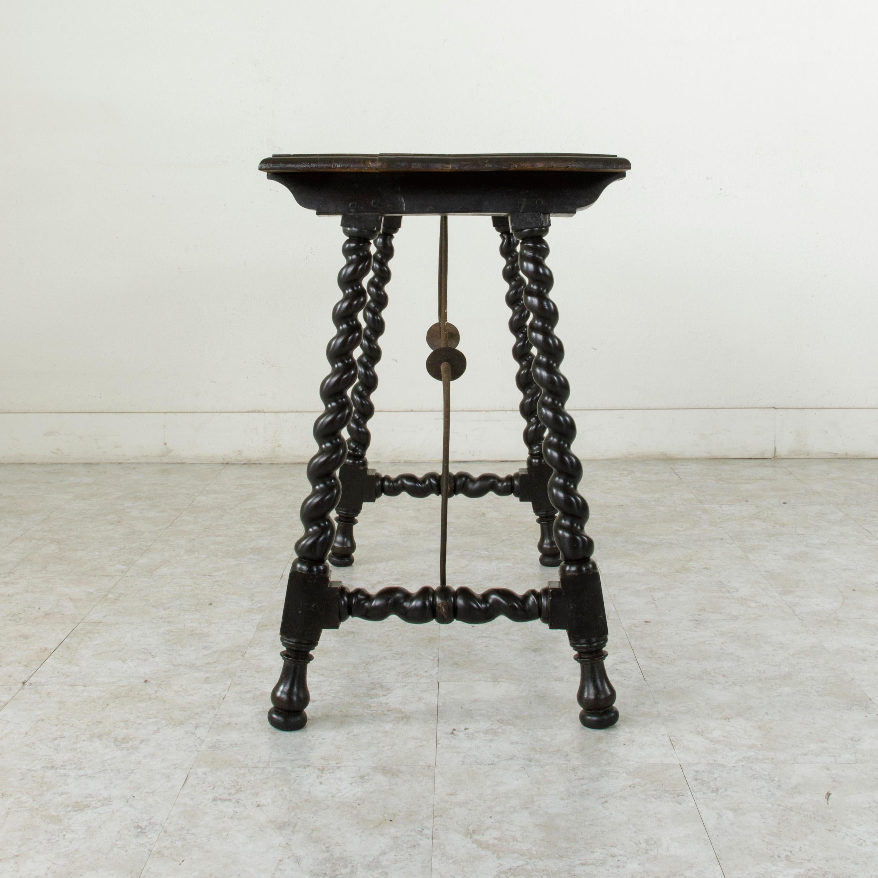 18th Century Spanish Renaissance Style Walnut Console Table with Iron Stretcher 2