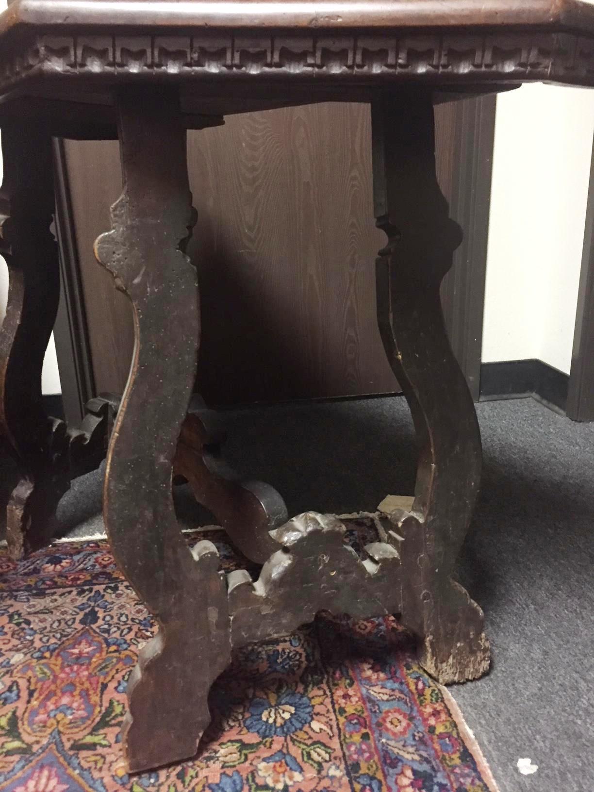 Hand-Carved 18th Century Spanish Renaissance Style Walnut Side Table