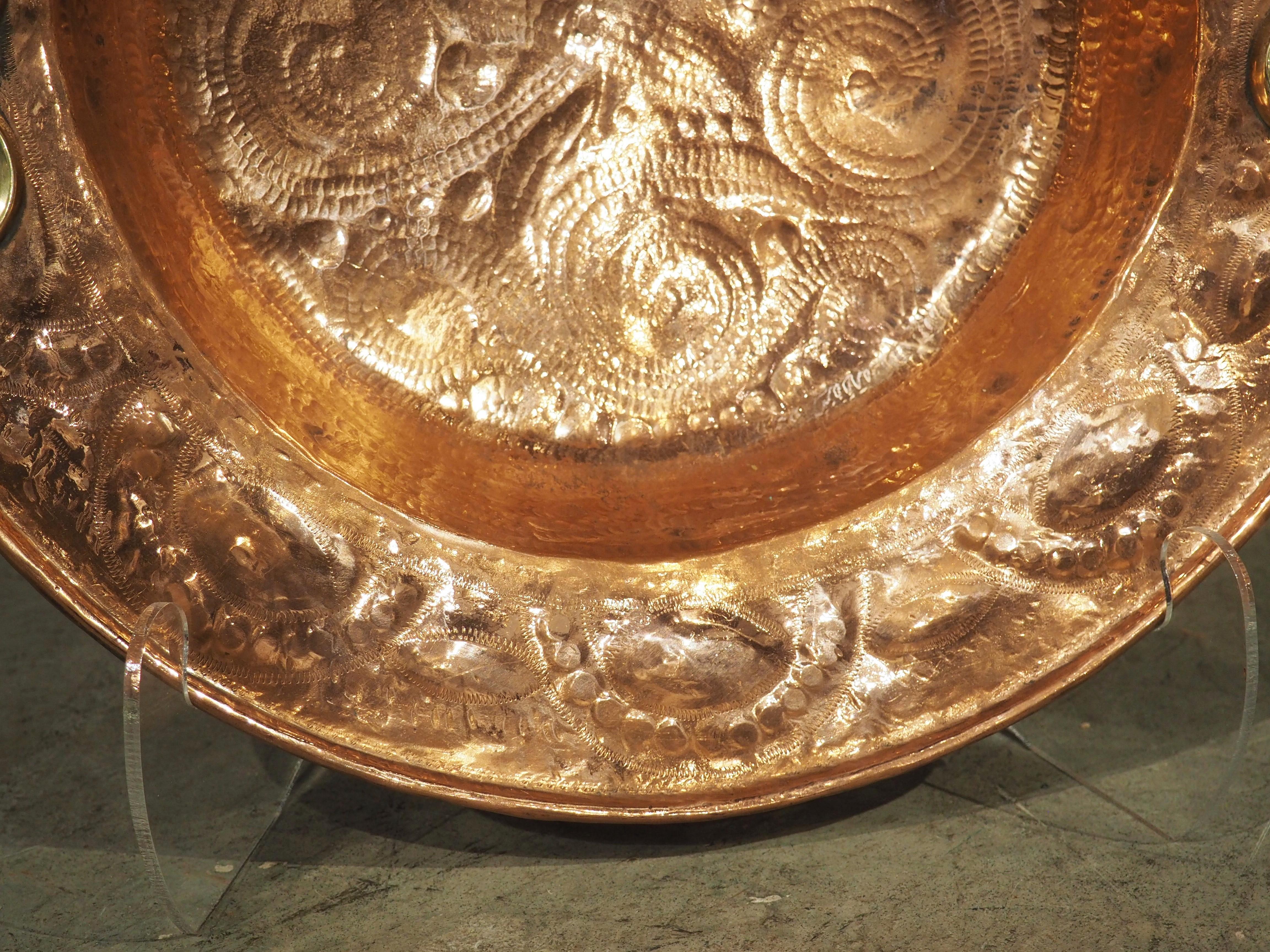 18th Century Spanish Repousse Copper and Brass Brazier Bowl For Sale 5