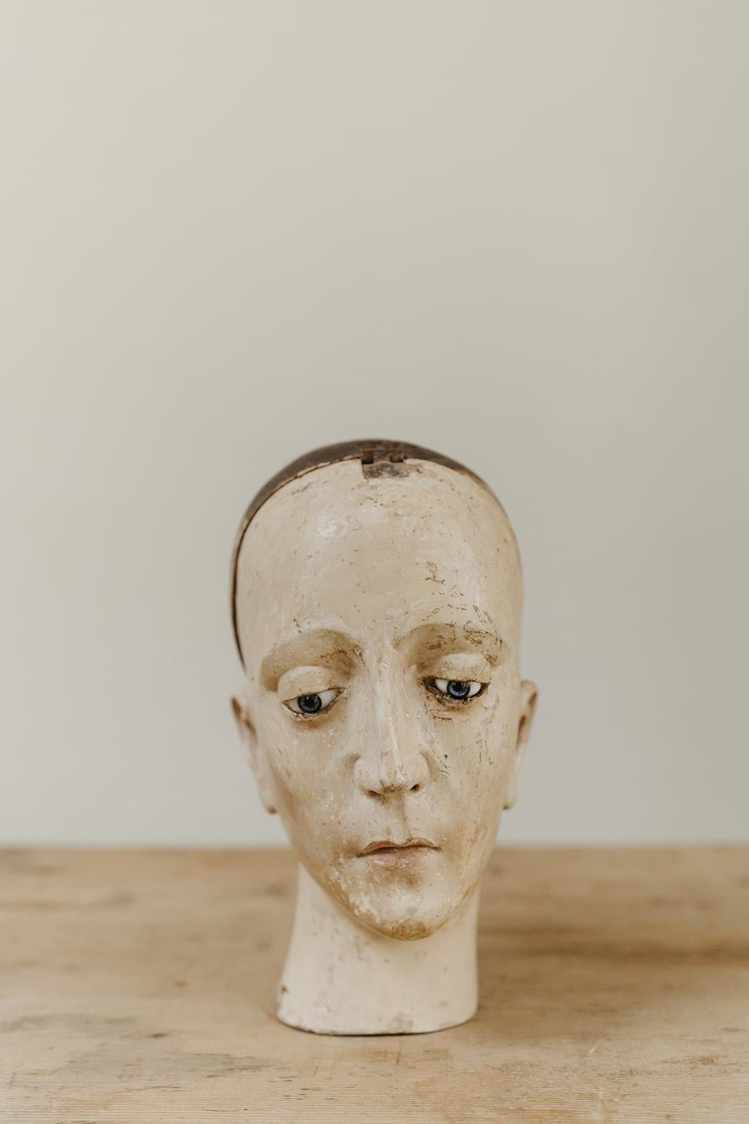 Polychromed 18th century Spanish santos head ...