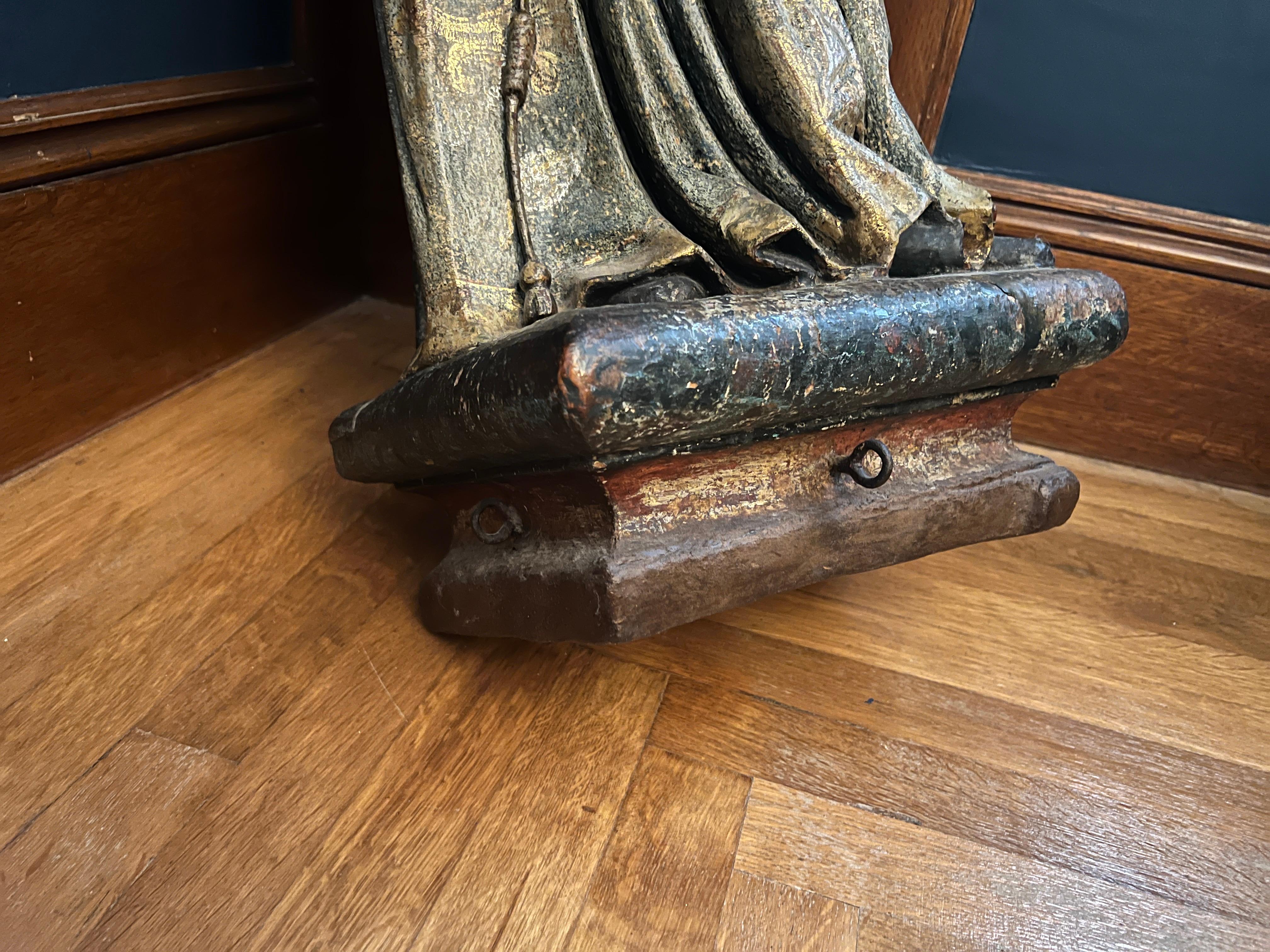 18th Century Spanish School Saint Ursula the Martyr Santos Sculpture, Glass Eyes 8