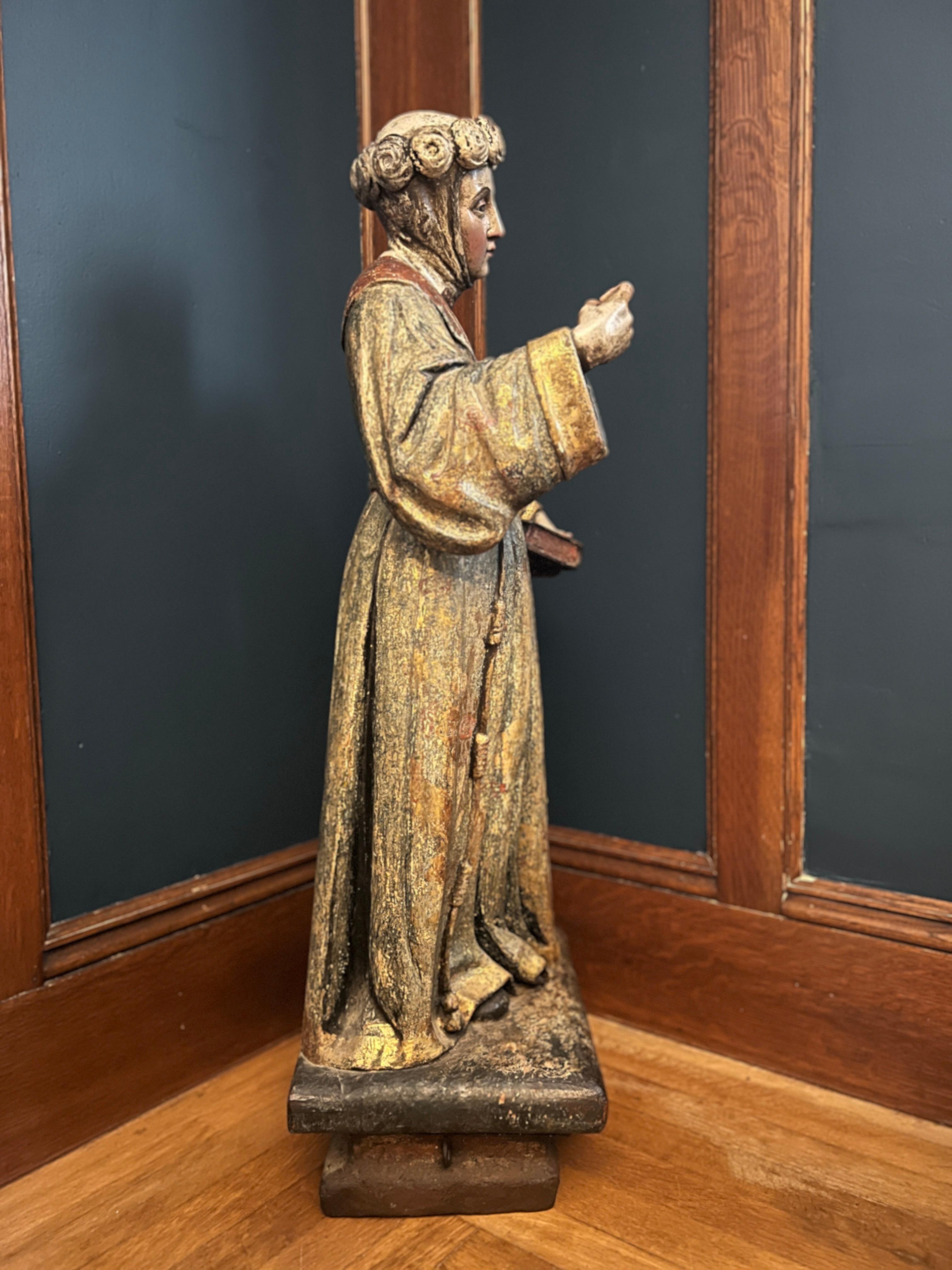 18th Century Spanish School Saint Ursula the Martyr Santos Sculpture, Glass Eyes 2