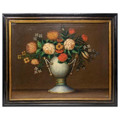 Pittura su tela del 18° secolo Spanish School Still Life Flower Oil on Canvas