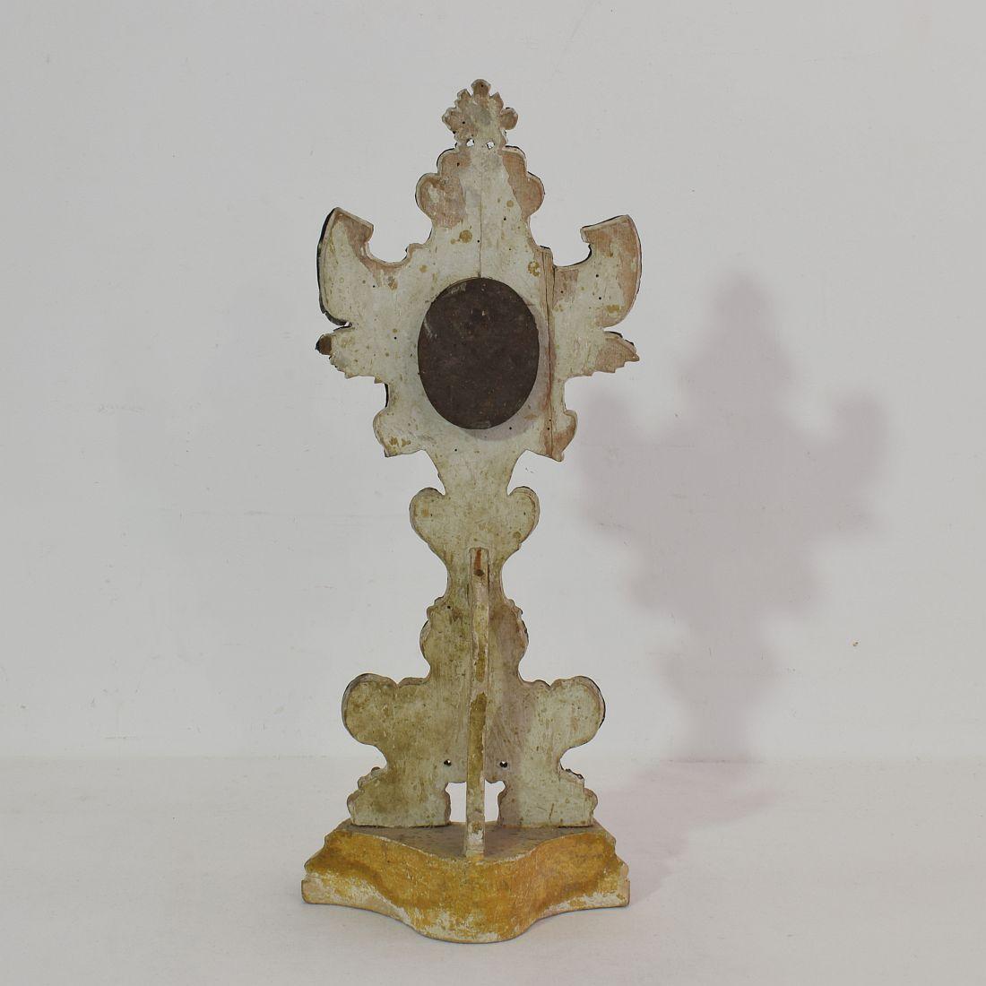 18th Century Spanish Silver on Wood Baroque Reliquary For Sale 2