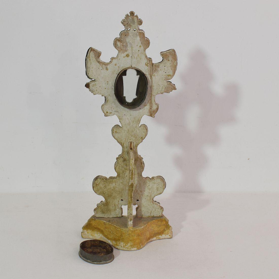 18th Century Spanish Silver on Wood Baroque Reliquary For Sale 4