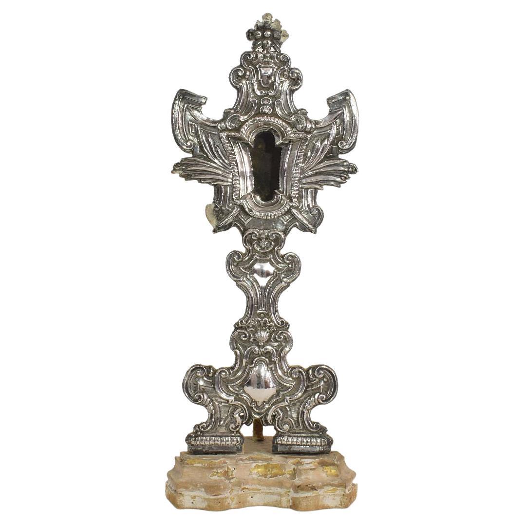 18th Century Spanish Silver on Wood Baroque Reliquary