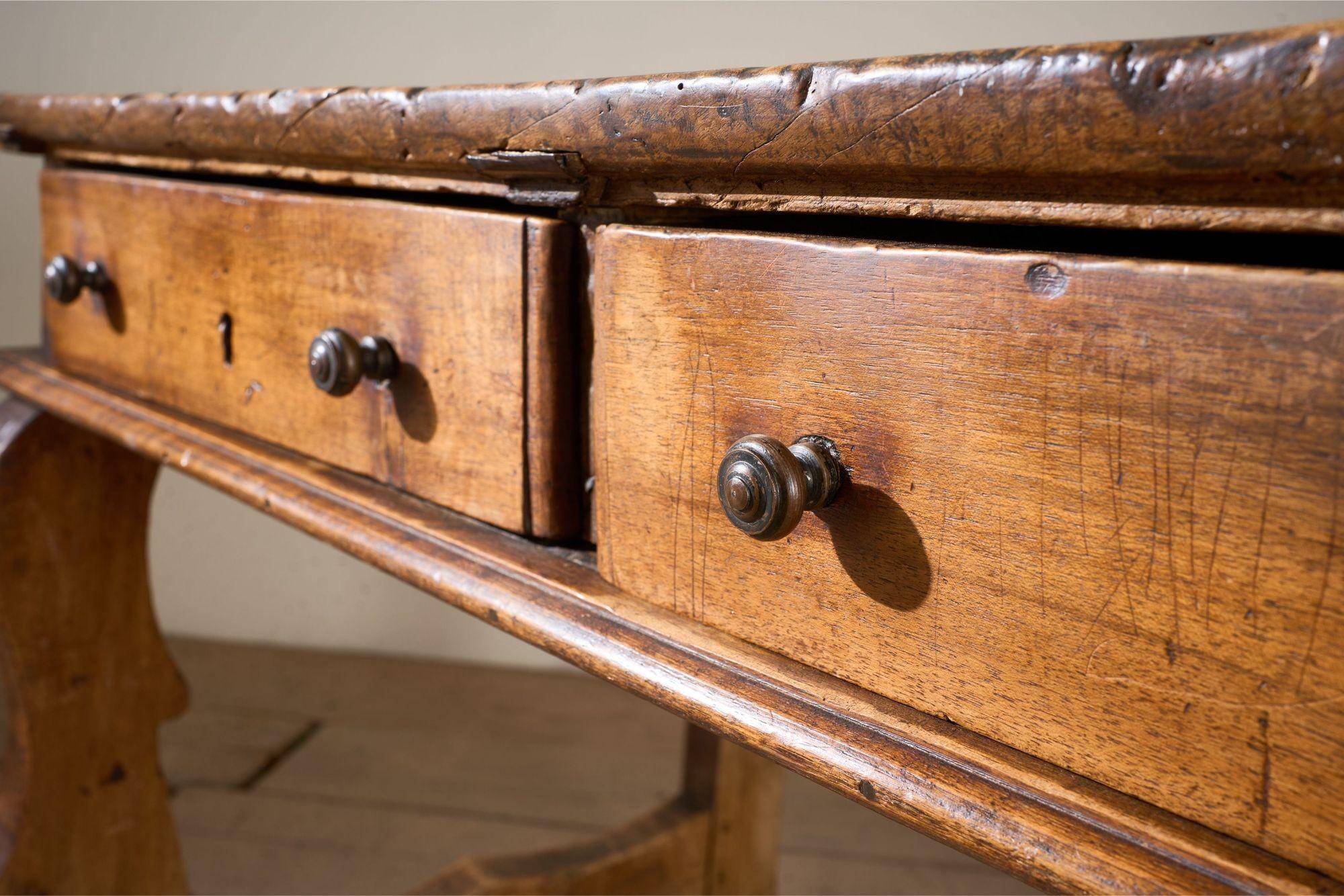 19th Century 18th Century Spanish Single plank walnut table For Sale