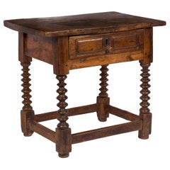 18th Century Spanish Small Shoemaker's / Side Table with Spool Turned Legs
